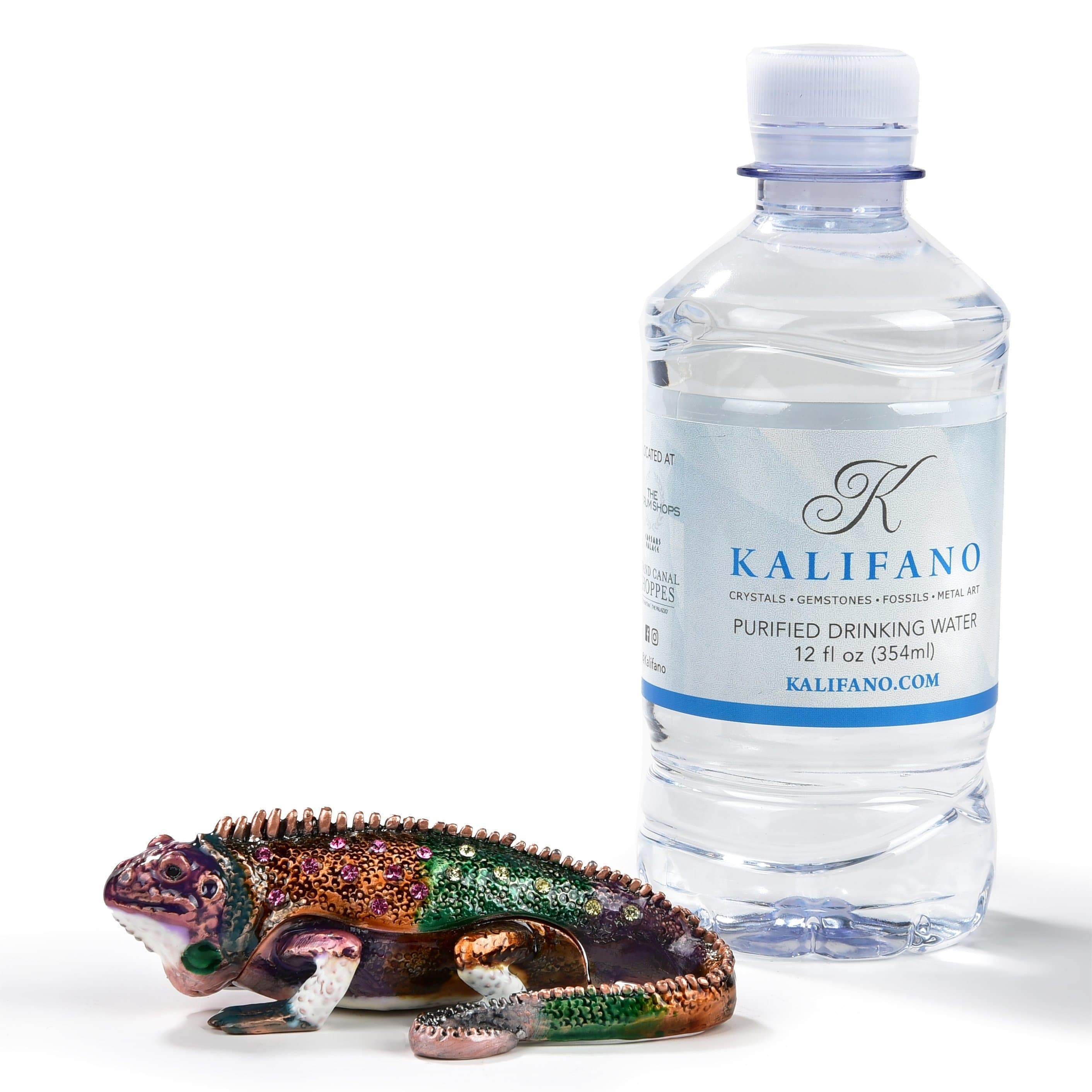 Kalifano Vanity Figurine Vanity Chameleon Figurine Keepsake Box made with Crystals SVA-051