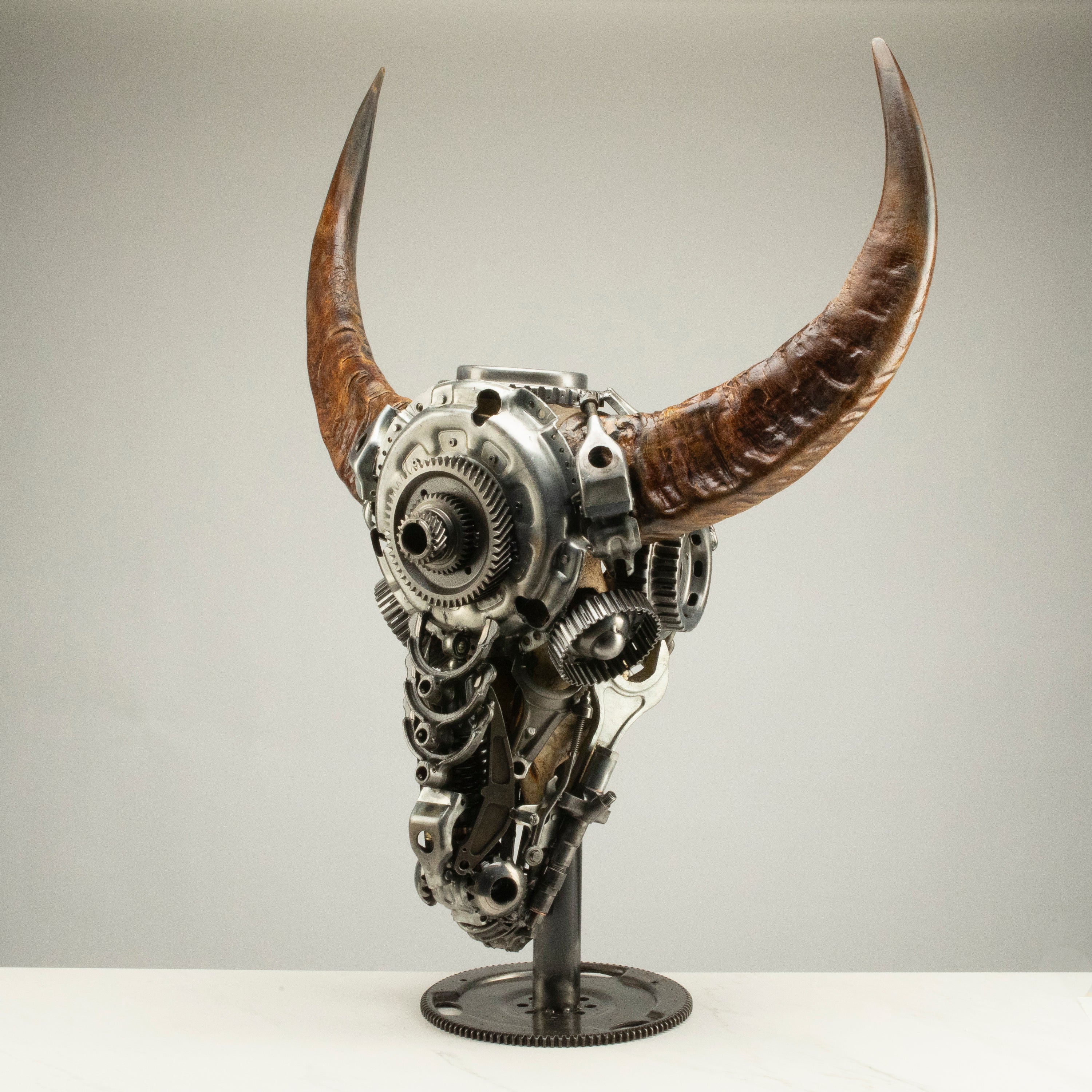 Recycled Metal Art Bull Skulls