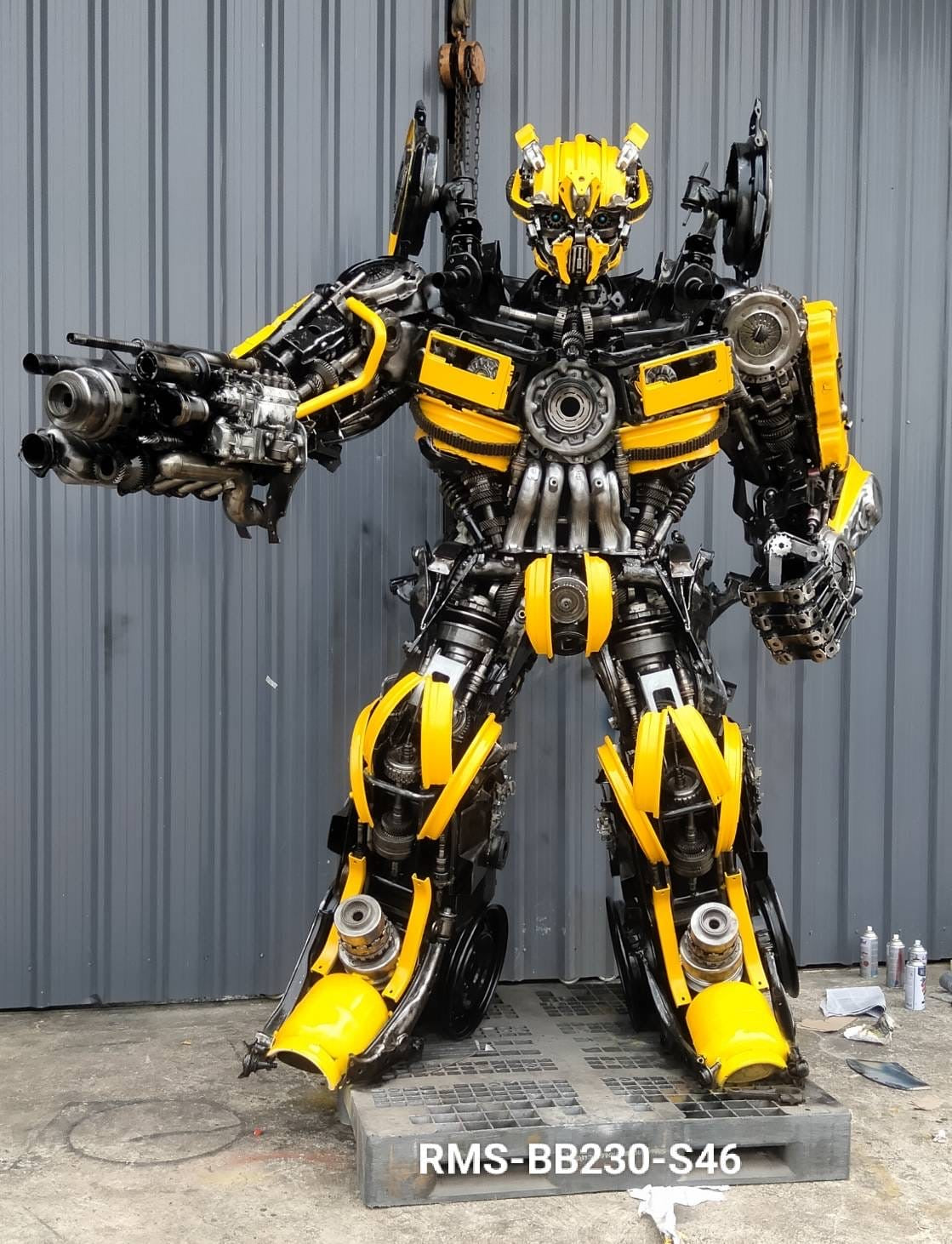 91" Bumblebee Inspired Recycled Metal Art Sculpture