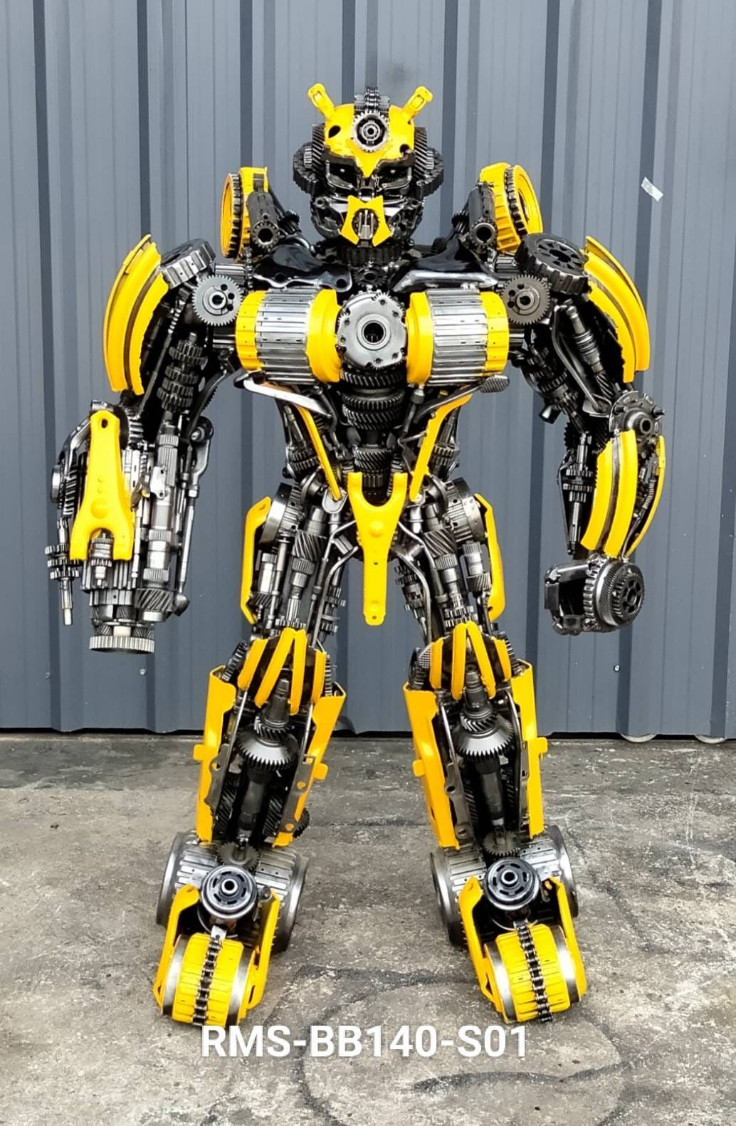 55" Bumblebee Inspired Recycled Metal Art Sculpture