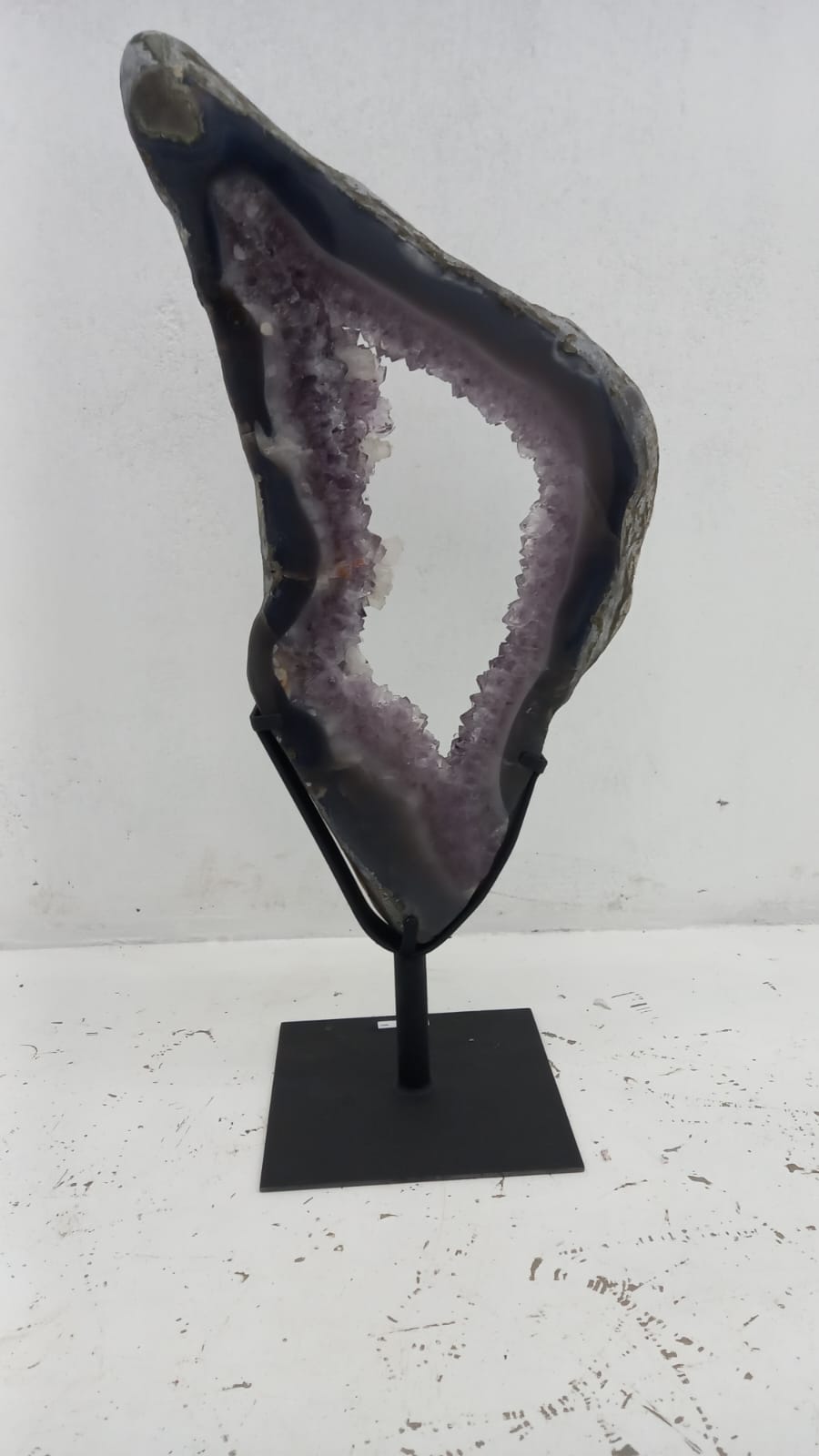 Amethyst Geode Ring Slice from Brazil on Custom Stand- 27" / 16 lbs