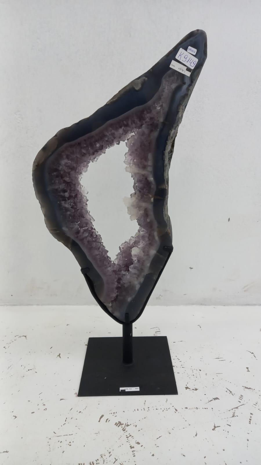 Amethyst Geode Ring Slice from Brazil on Custom Stand- 27" / 16 lbs
