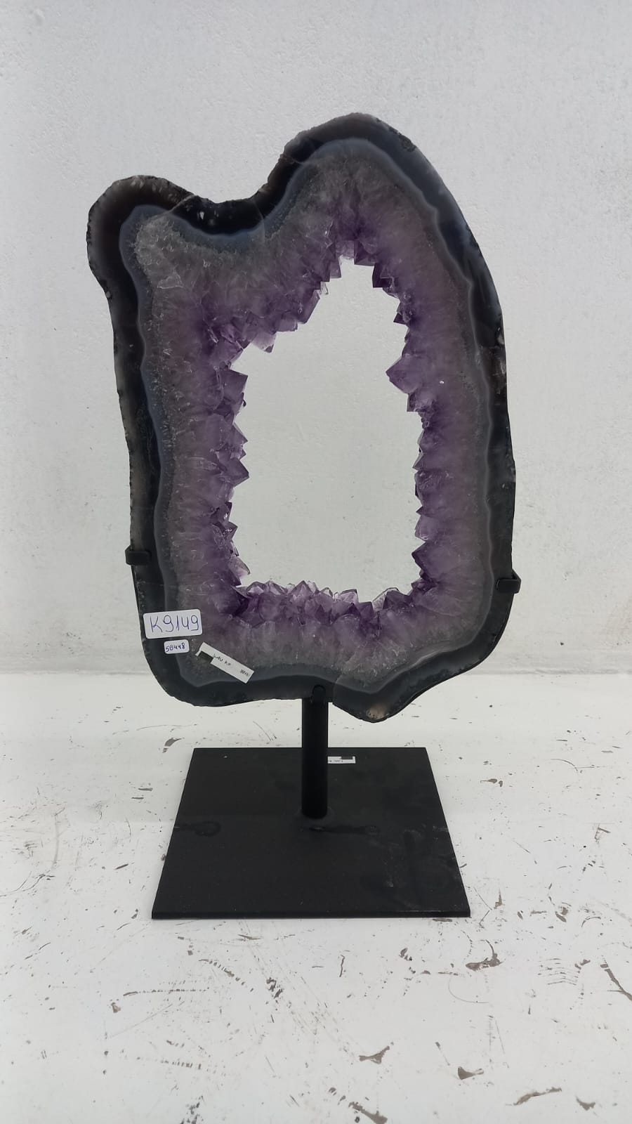 Amethyst Geode Ring Slice from Brazil on Custom Stand- 19" / 12 lbs