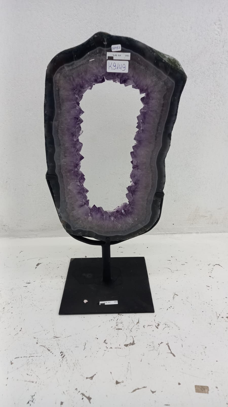 Amethyst Geode Ring Slice from Brazil on Custom Stand- 21" / 13 lbs