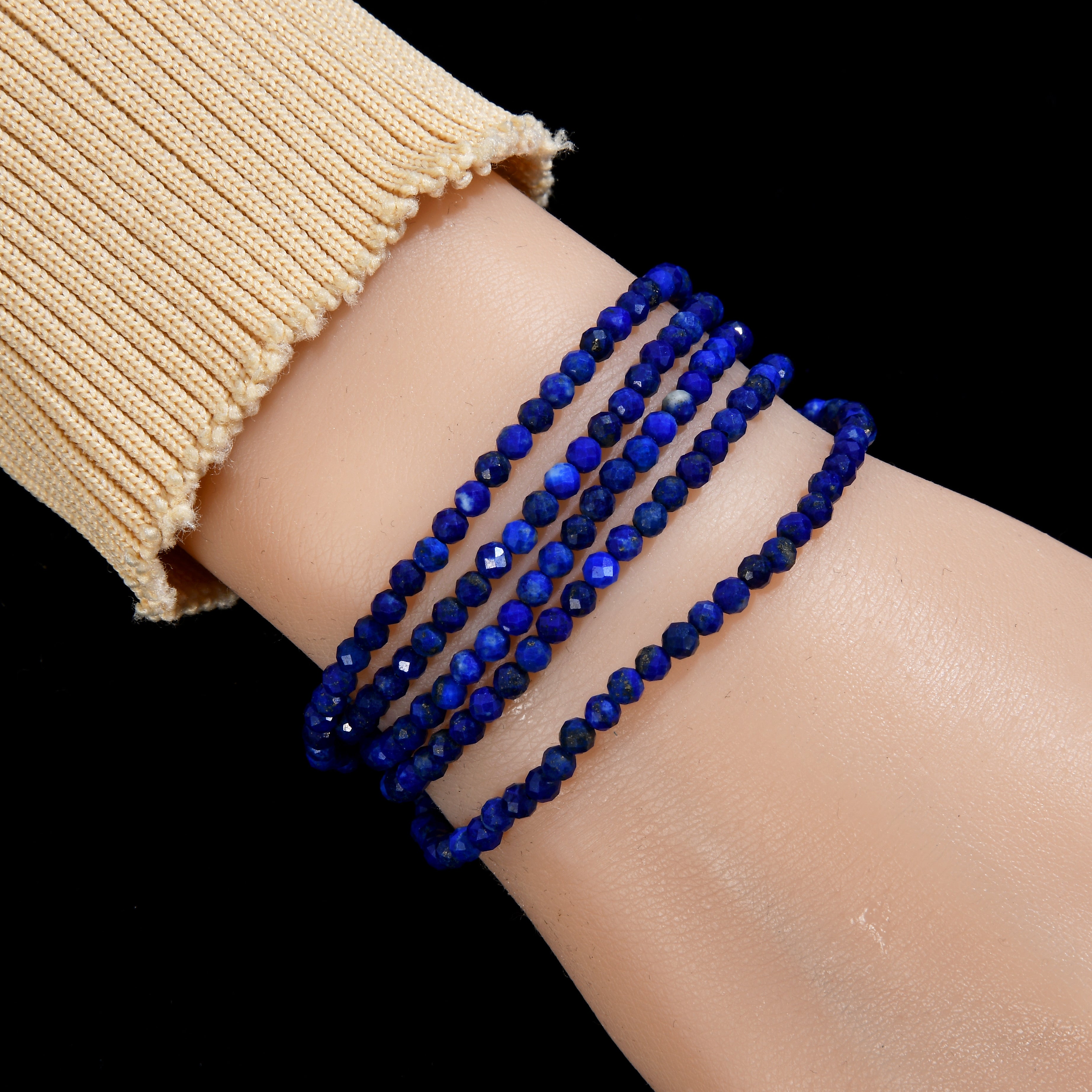 3mm Lapis Faceted 31" Necklace / Multi Wrap Bracelet