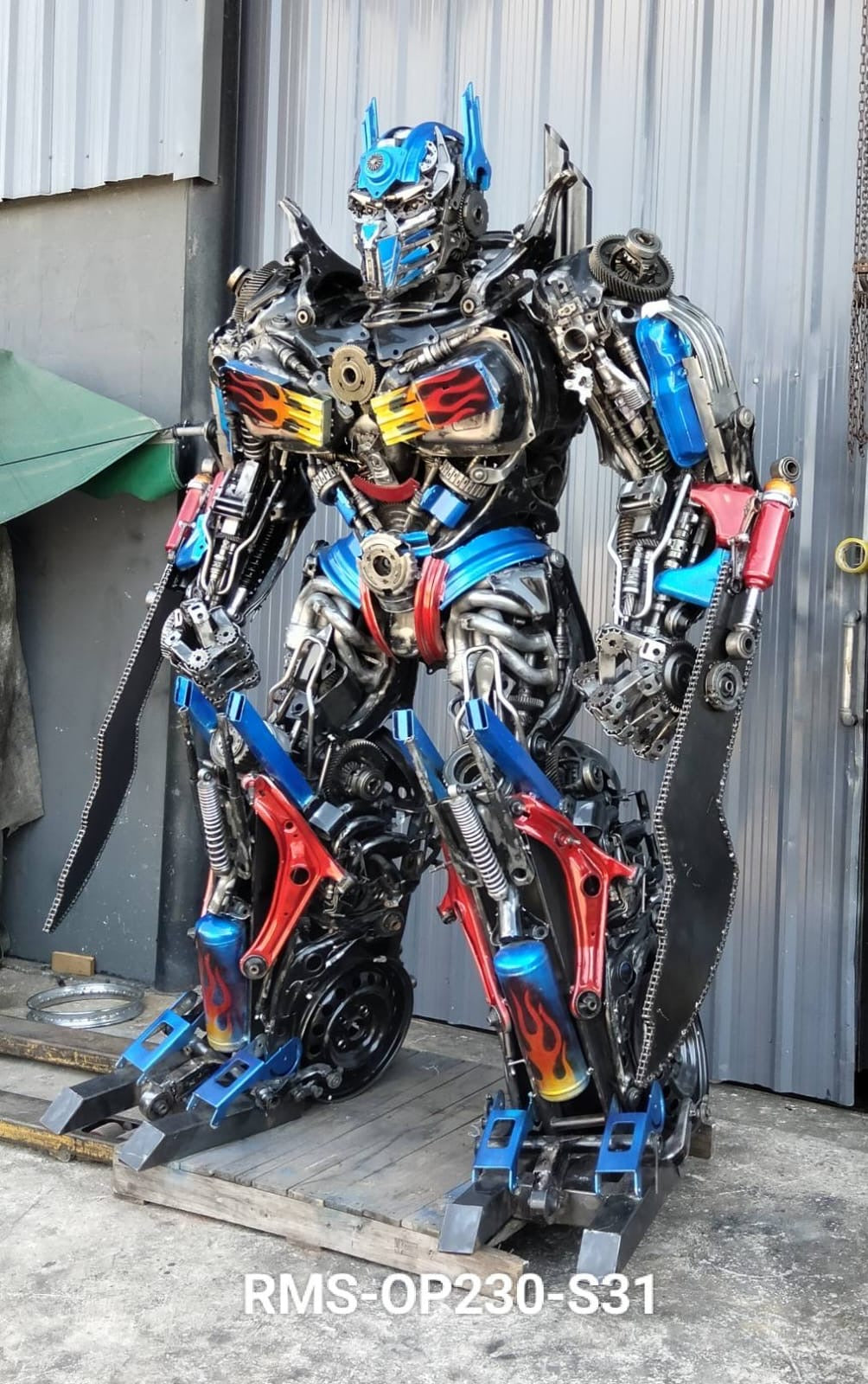 91" Optimus Prime Inspired Recycled Metal Art Sculpture