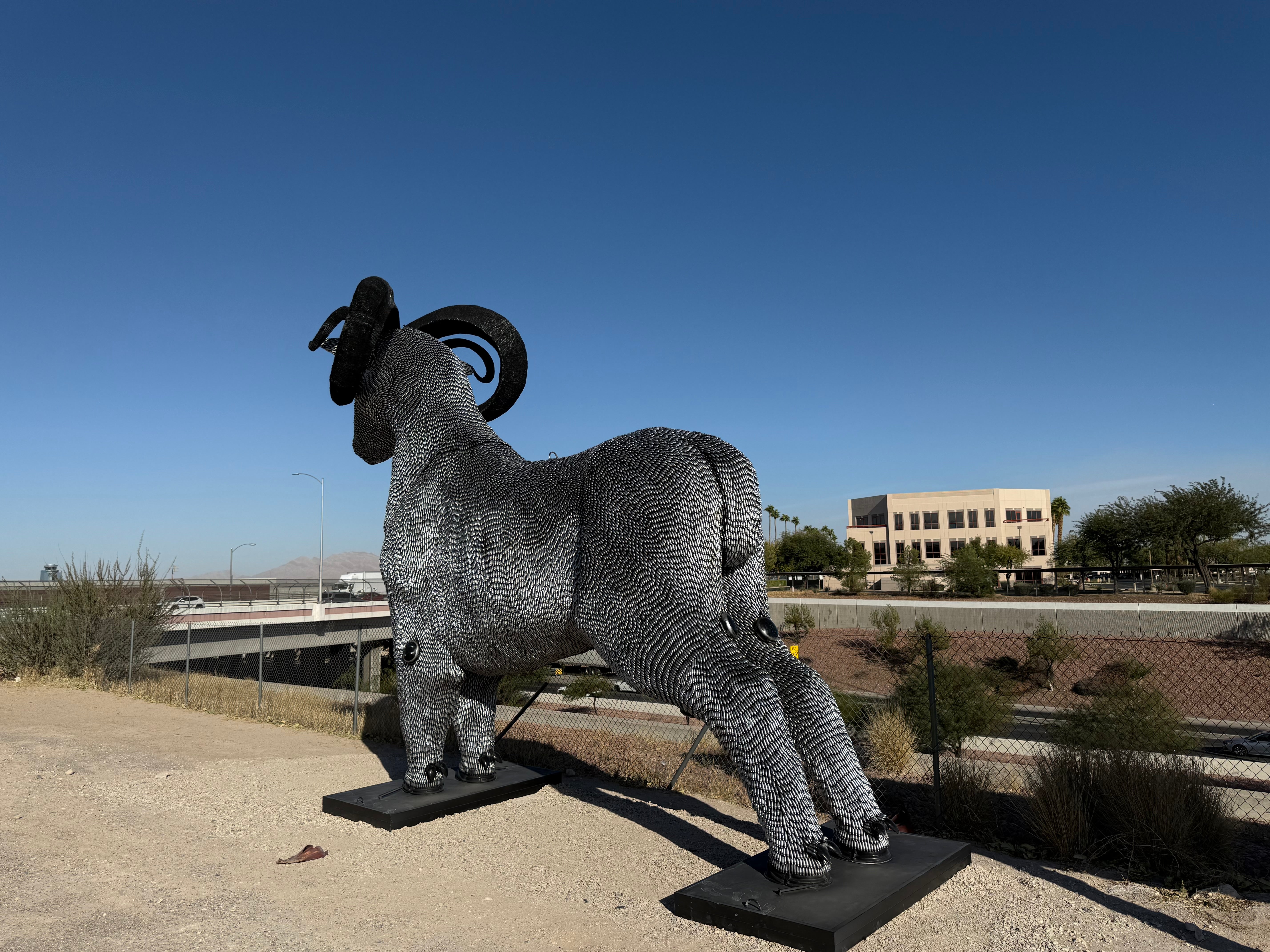 15ft CO2 Canisters and Spark Plugs (80,000+) Big Horn Sheep Recycled Metal Sculpture