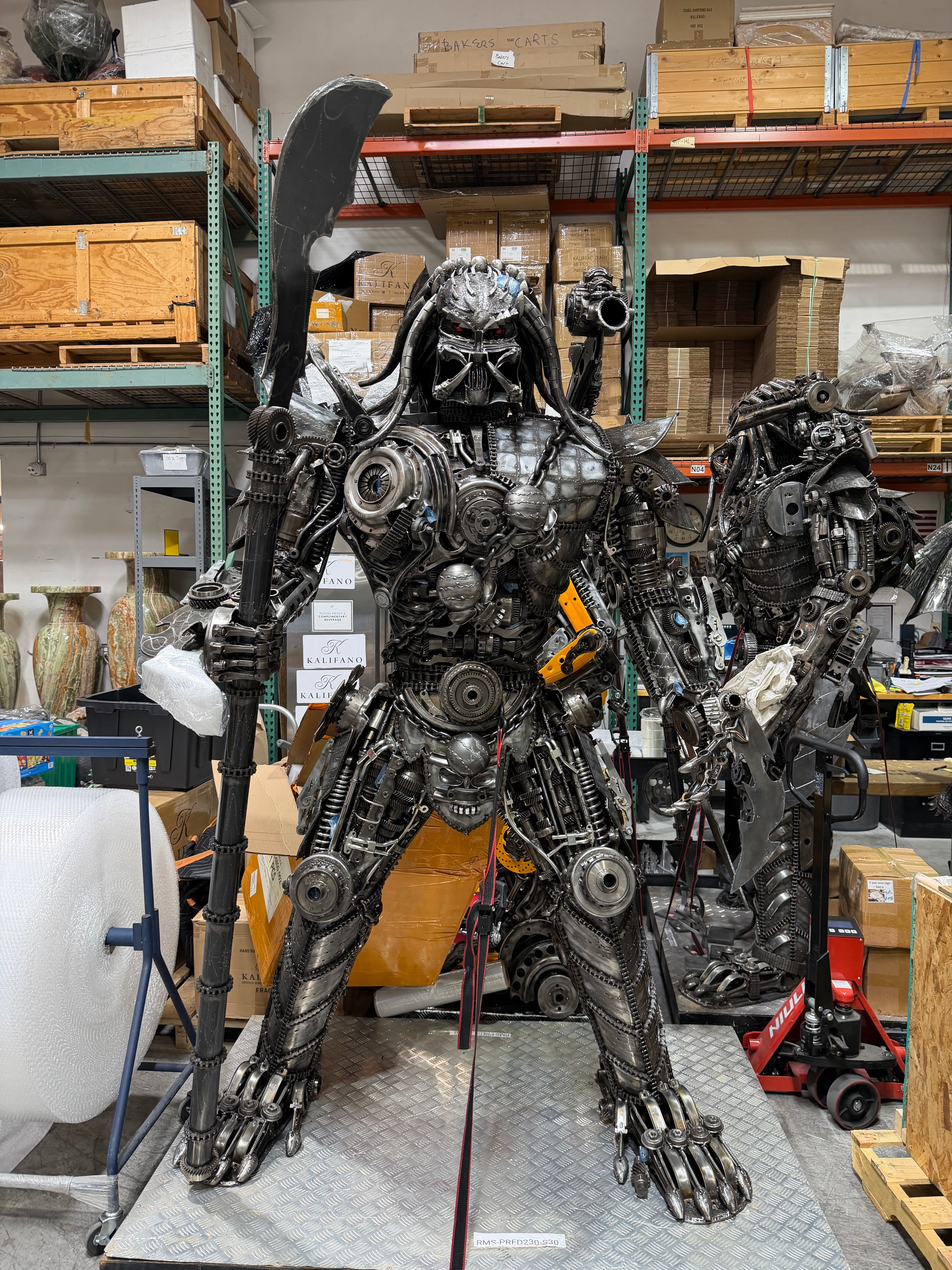 91" Predator Inspired Recycled Metal Art Sculpture