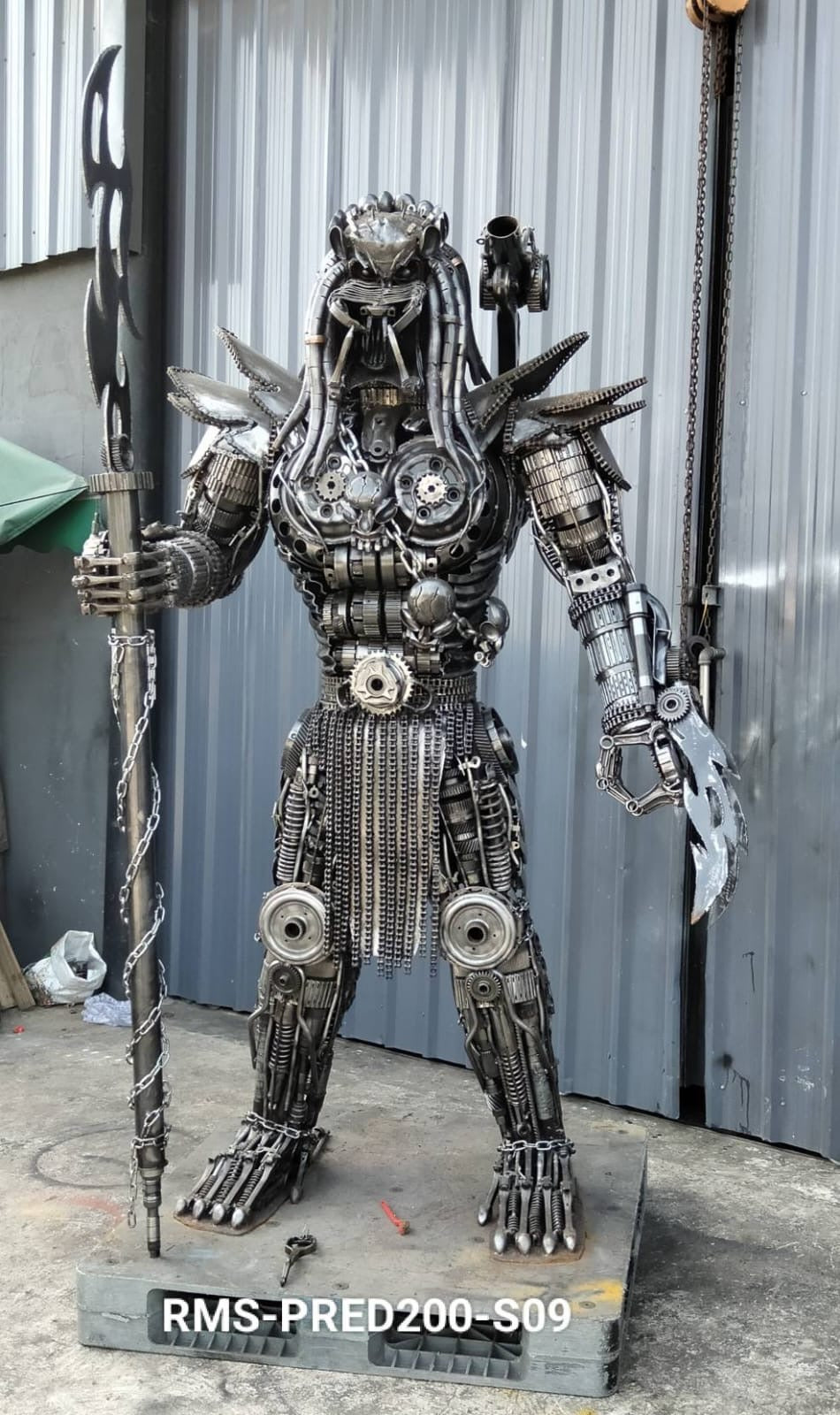 79" Predator Inspired Recycled Metal Art Sculpture