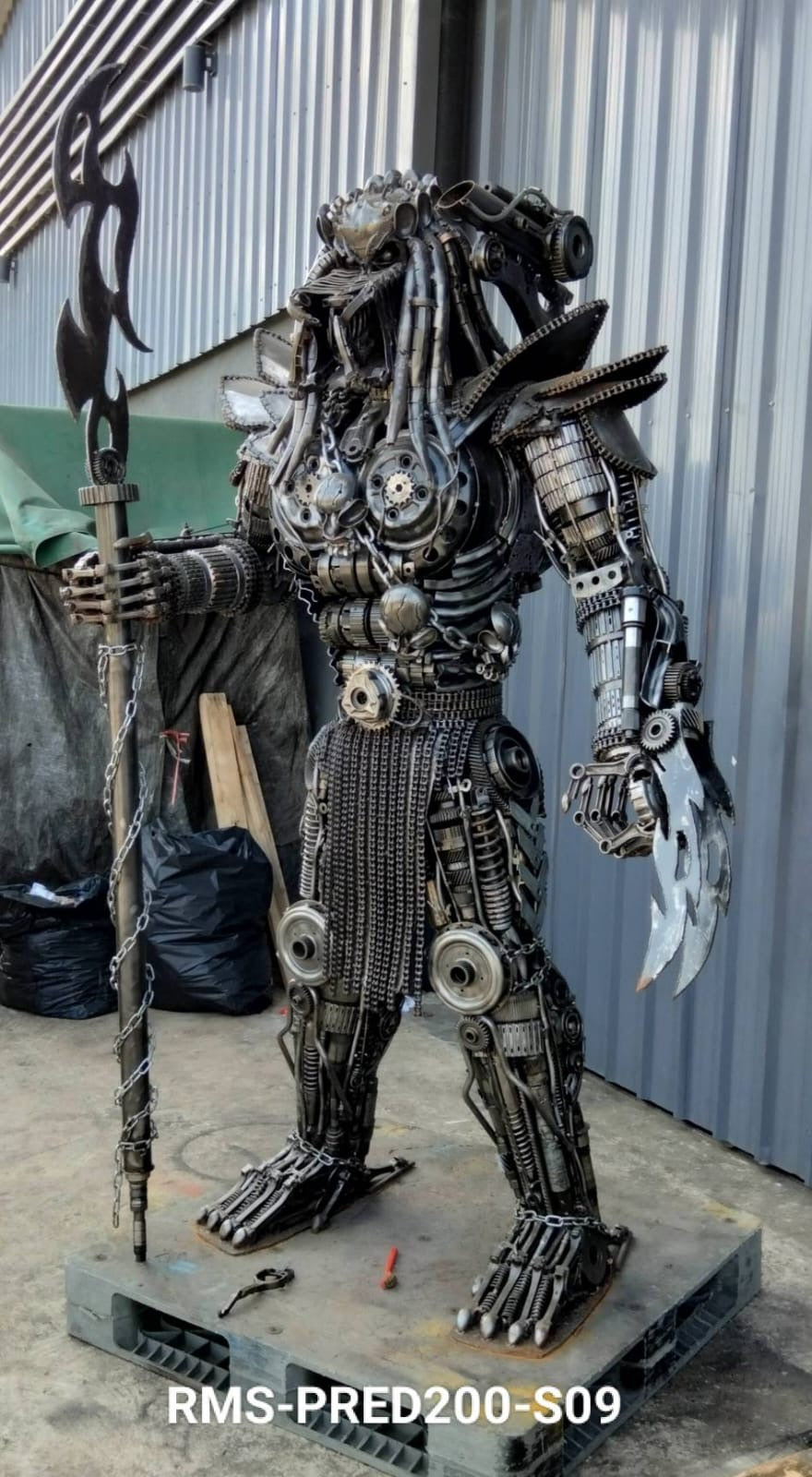 79" Predator Inspired Recycled Metal Art Sculpture