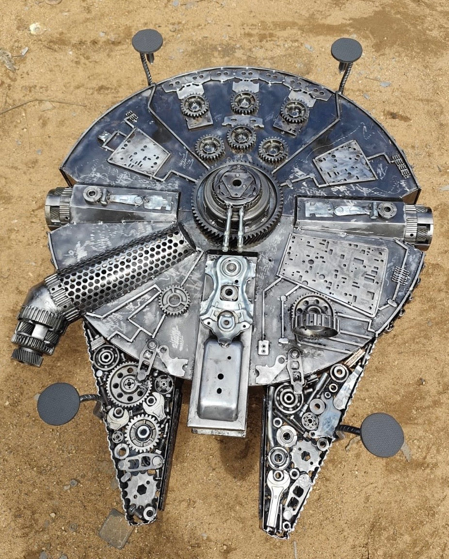 Millennium Falcon Inspired Recycled Metal Art Table