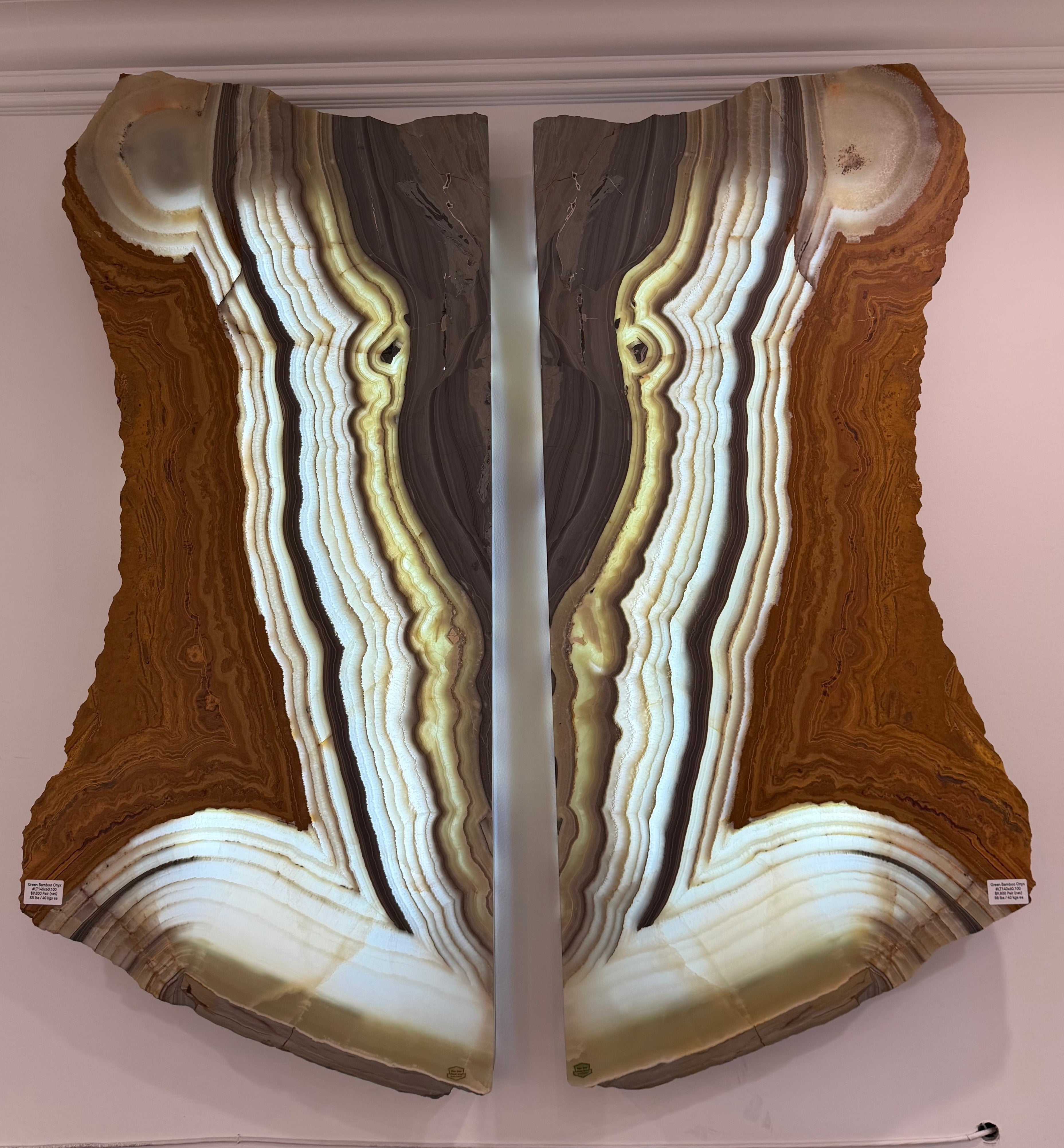 Green Bamboo Onyx Light Wall Panel Set - 56" x 24"