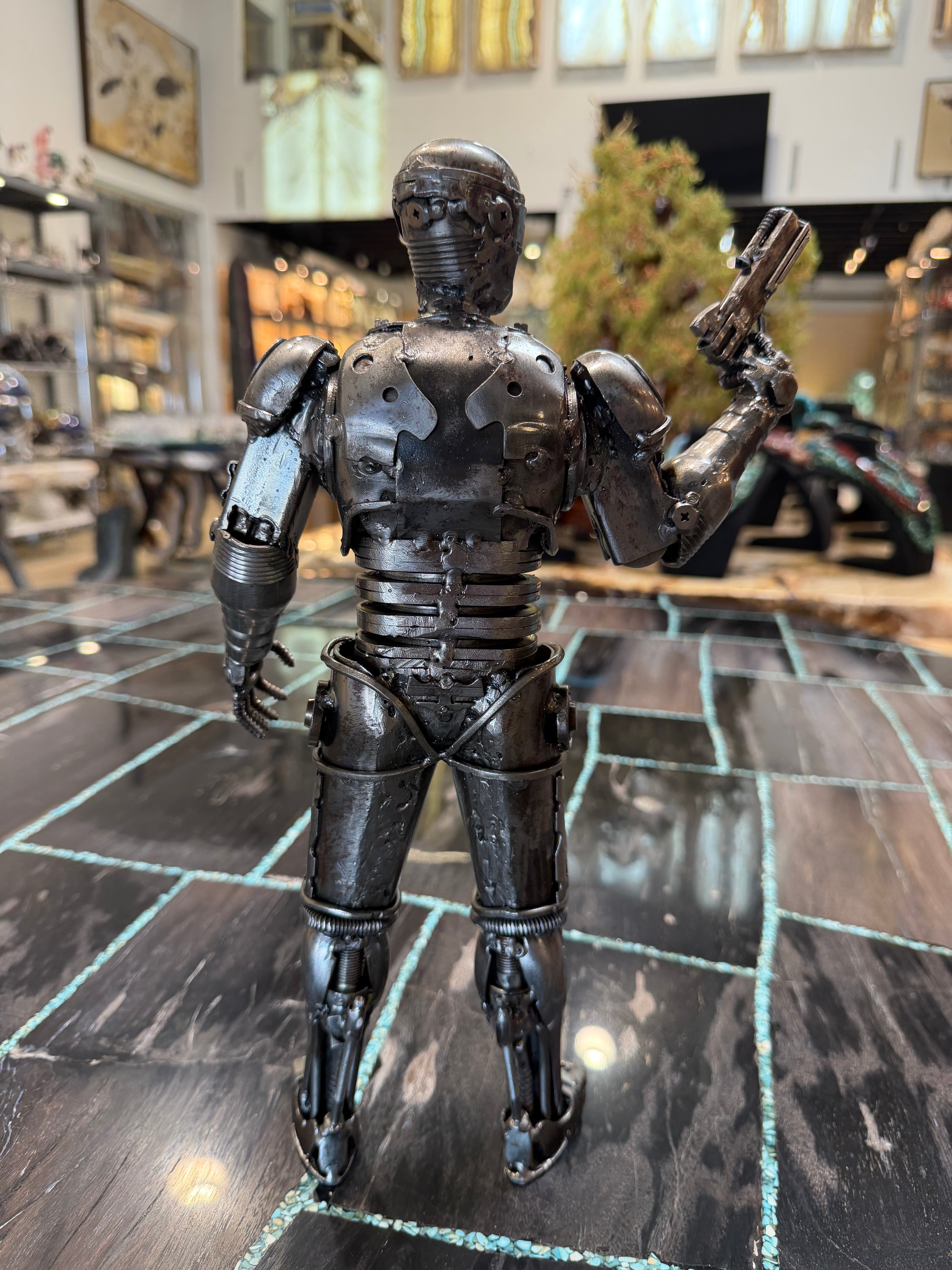 16" Robocop Inspired Recycled Metal Sculpture
