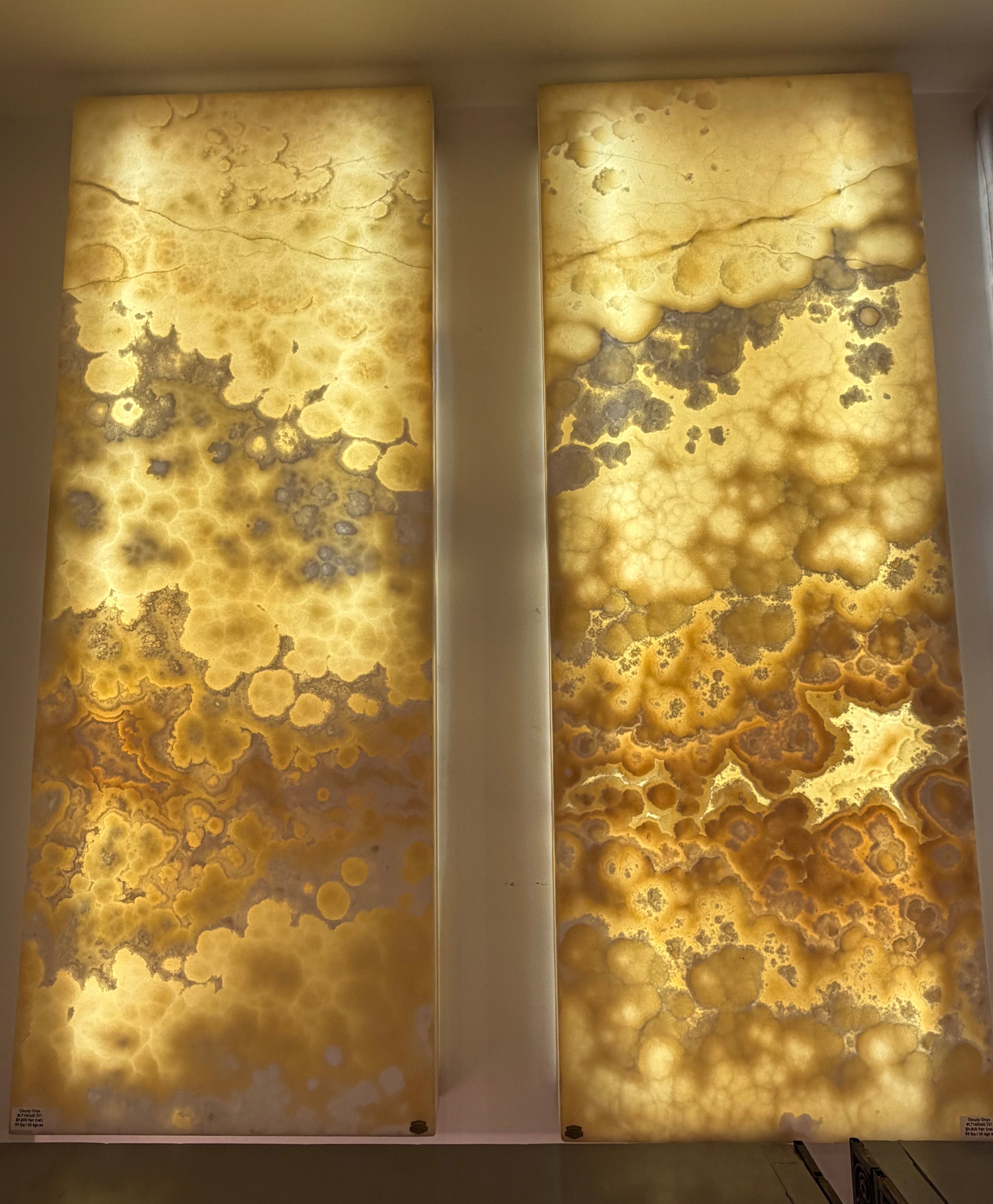 Golden Clouds Onyx Light Wall Panel Set - 63" x 24"