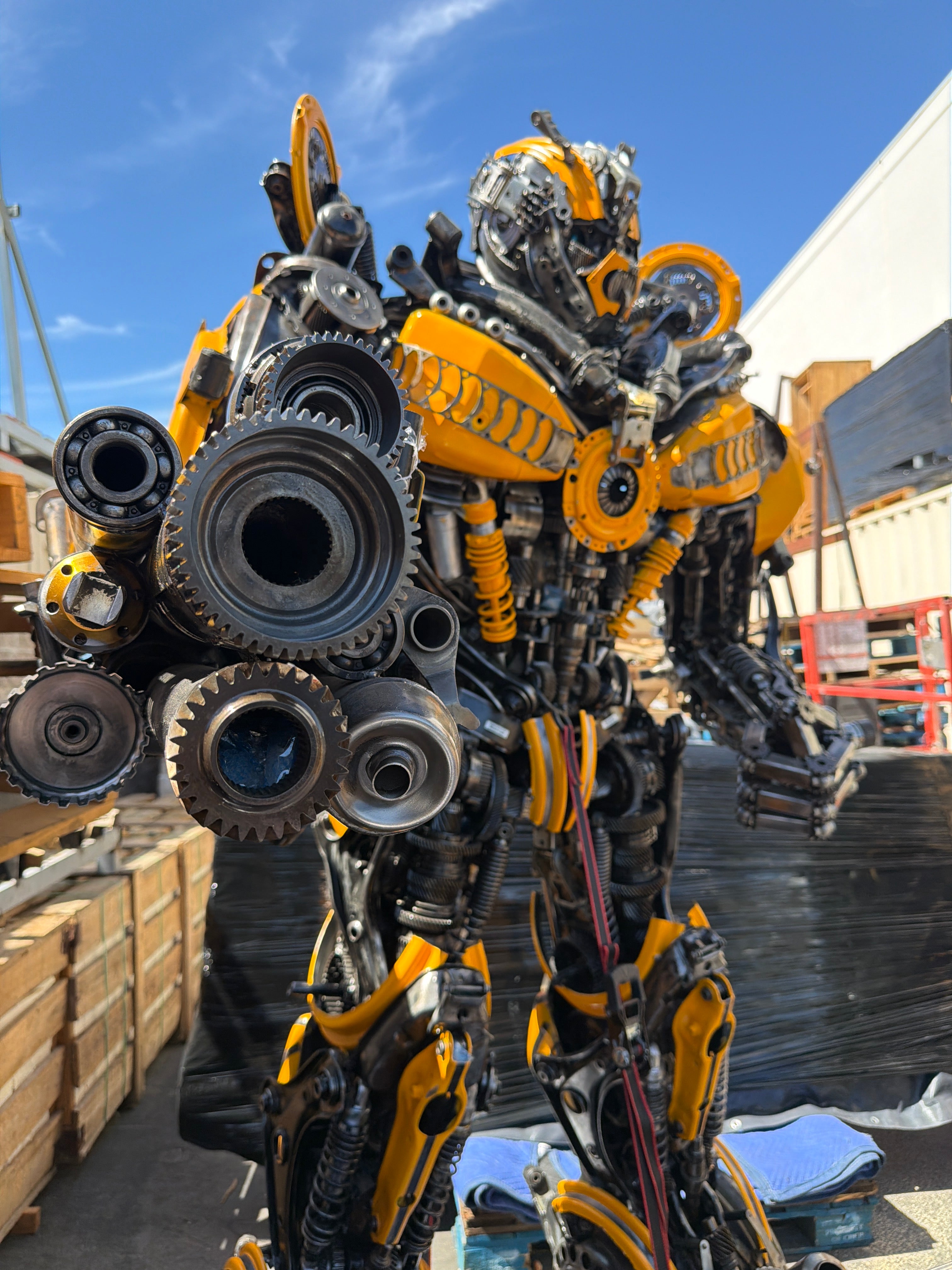 91" Bumblebee Inspired Recycled Metal Art Sculpture