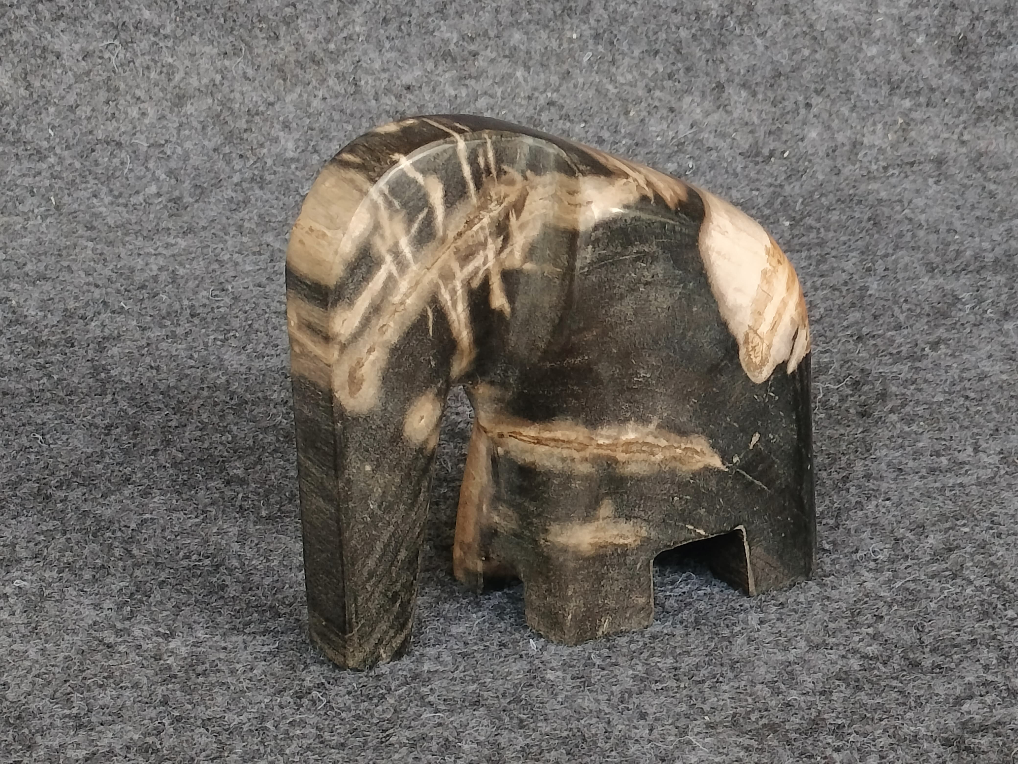 Black Petrified Wood Elephant 5"