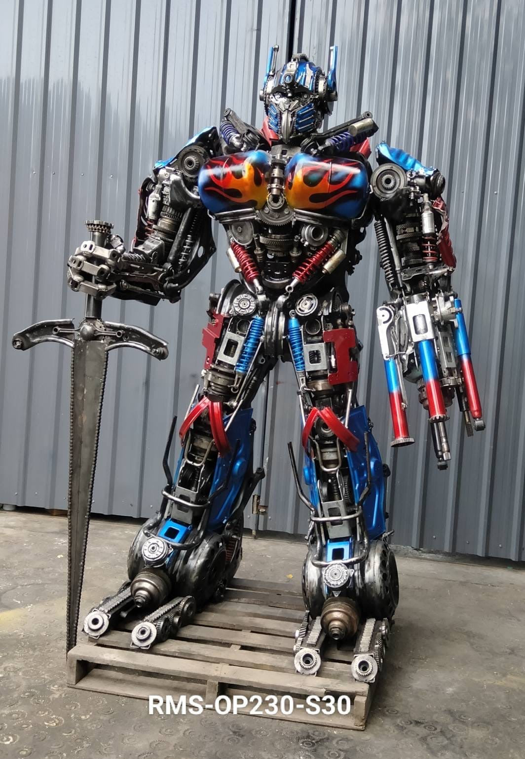 91" Optimus Prime Inspired Recycled Metal Art Sculpture