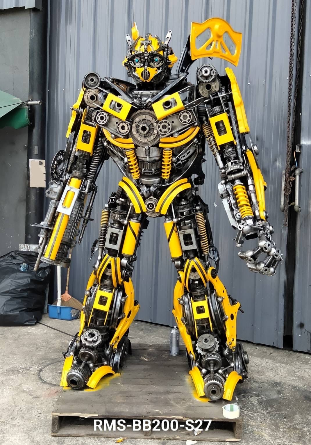 79" Bumblebee Inspired Recycled Metal Art Sculpture