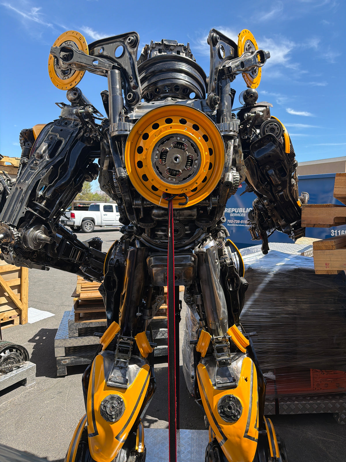 91" Bumblebee Inspired Recycled Metal Art Sculpture