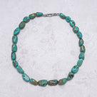 Blue Anhui Turquoise Nugget Necklace with Sterling Silver Equestrian Clasp