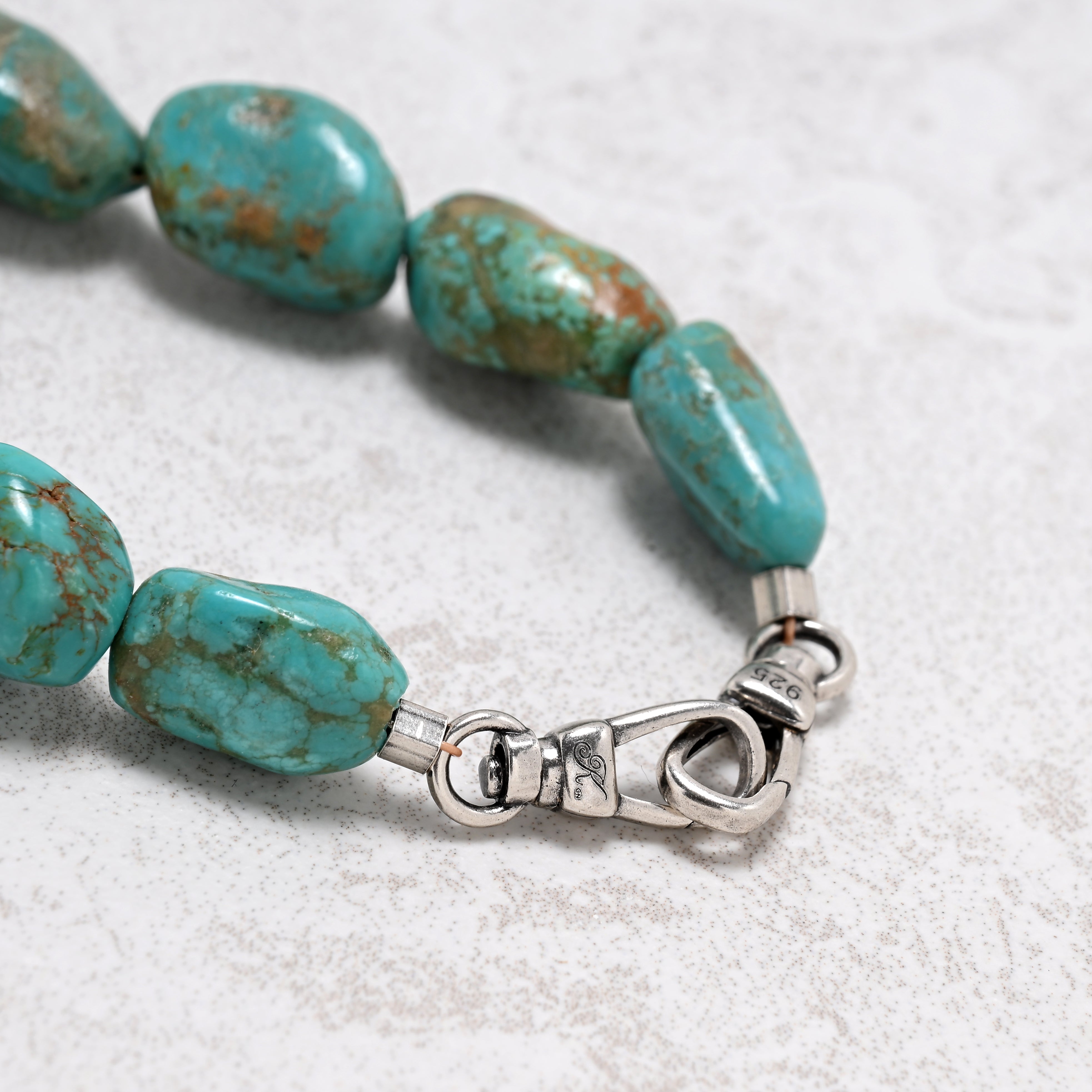 Anhui Turquoise Nugget Necklace | Sterling Silver Equestrian Clasp