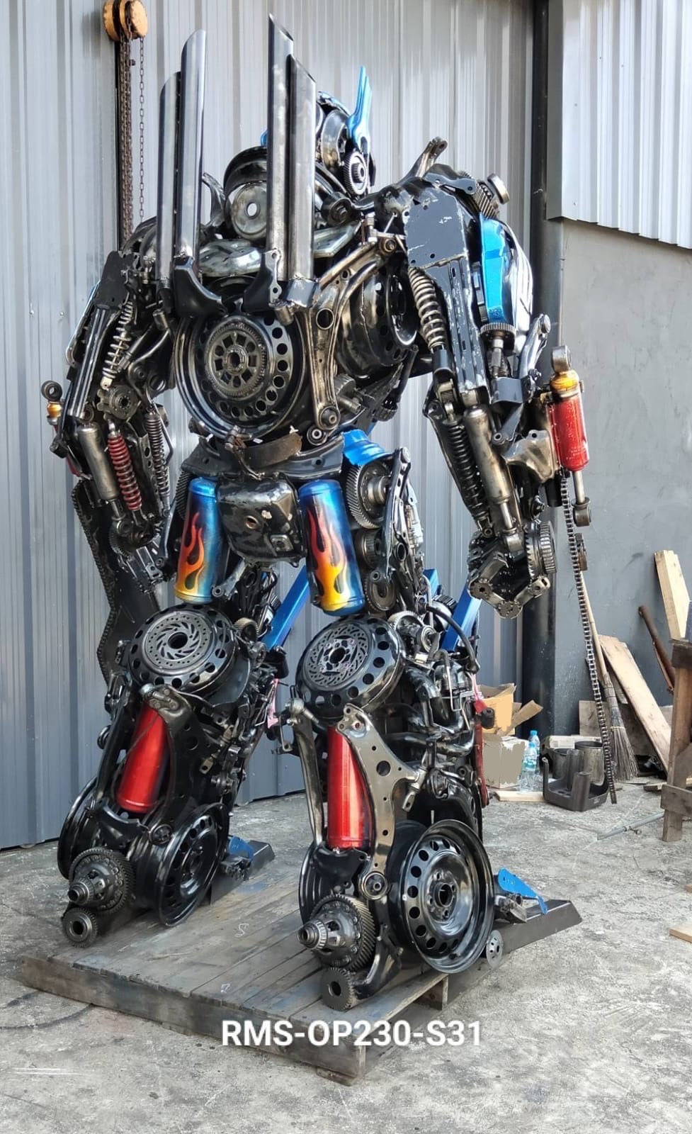 91" Optimus Prime Inspired Recycled Metal Art Sculpture