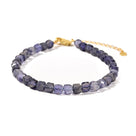 Natural Iolite Faceted 4mm Barrel Bracelet with Sterling Silver Extender