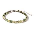 Natural Prehnite Faceted 4mm Barrel Bracelet with Sterling Silver Extender