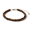 Natural Tiger Eye Faceted 4mm Barrel Bracelet with Sterling Silver Extender