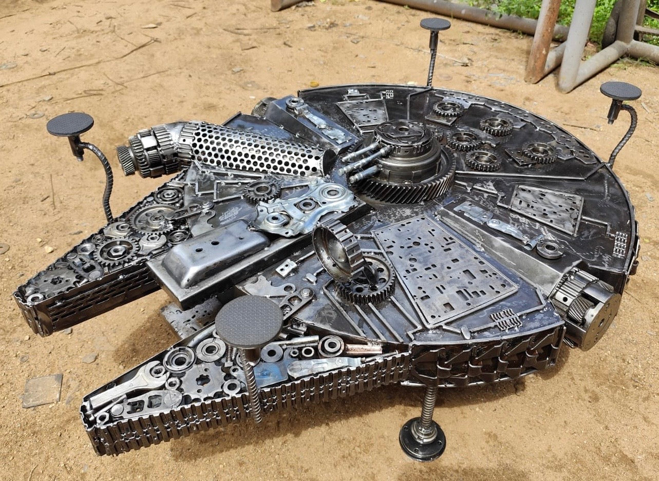 Millennium Falcon Inspired Recycled Metal Art Table