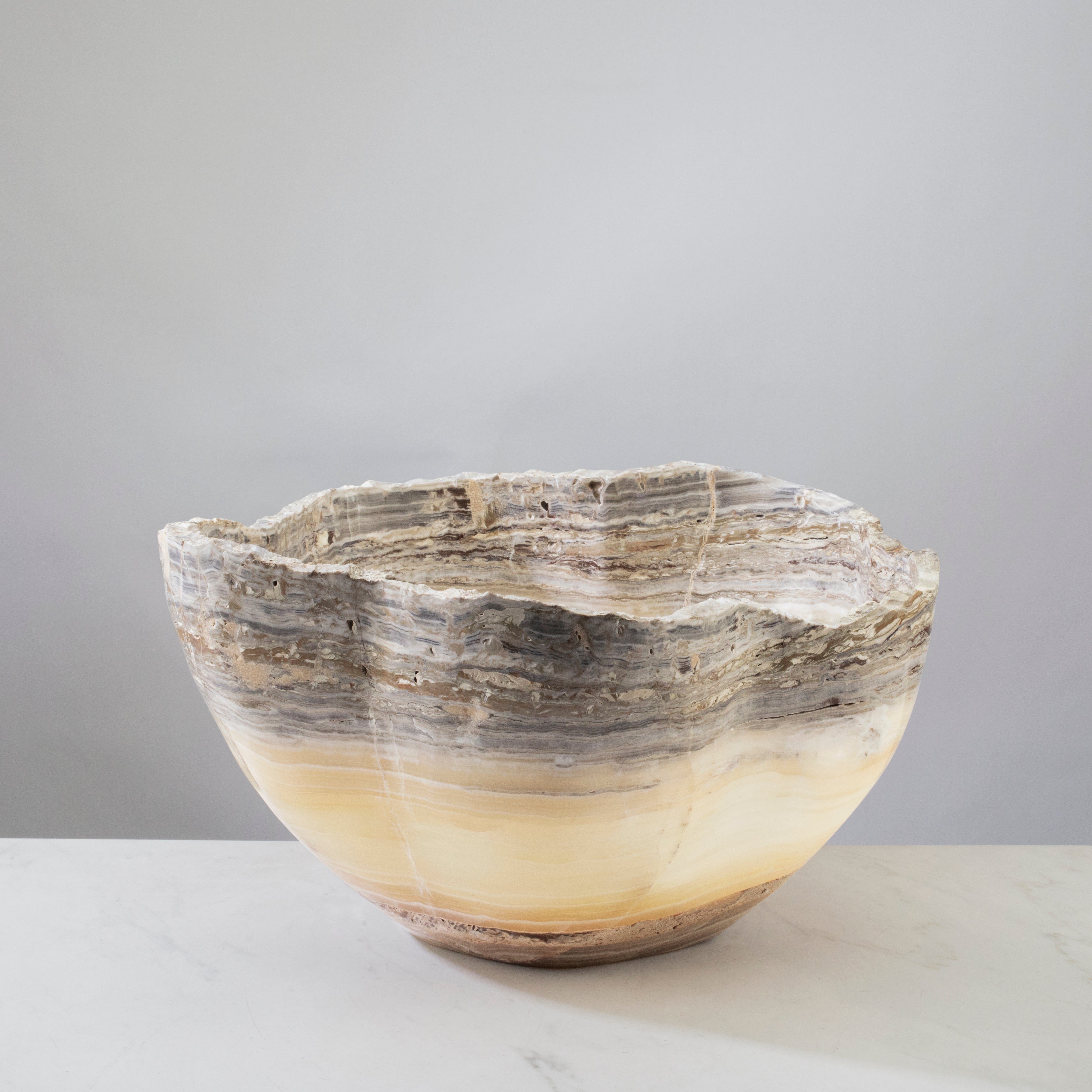 Kalifano Gemstone Bowl Grey Onyx Bowl - 17 in BOX9600.004