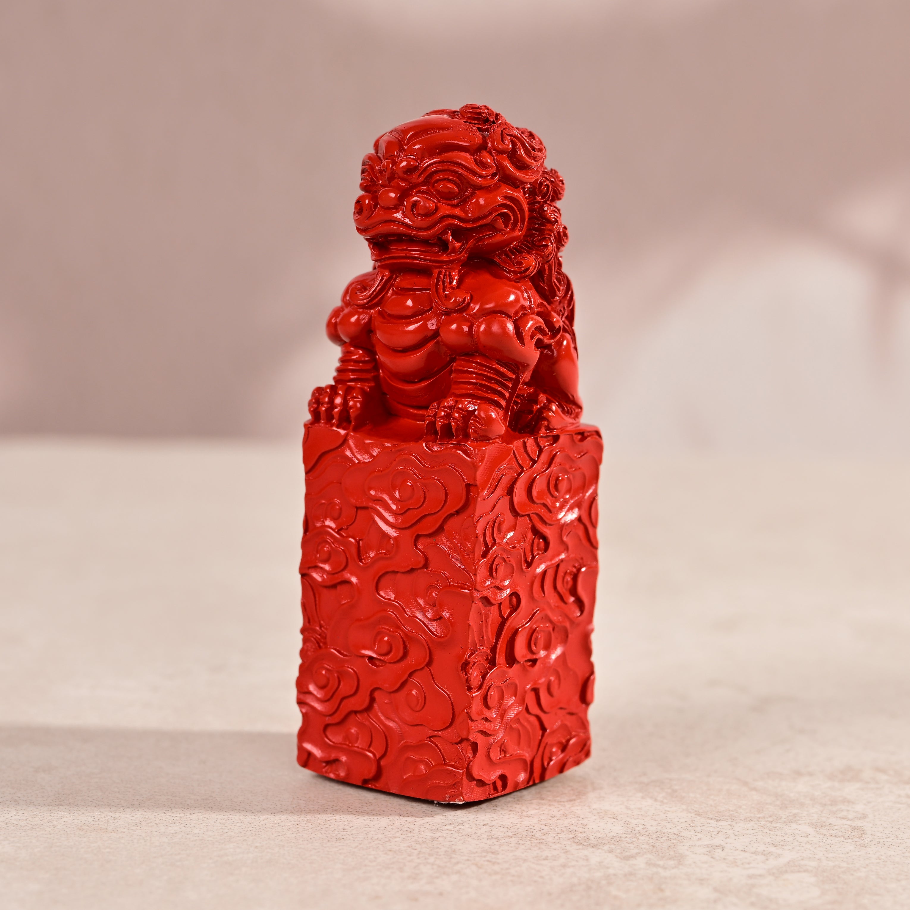 Lion Signet Cinnabar Carving