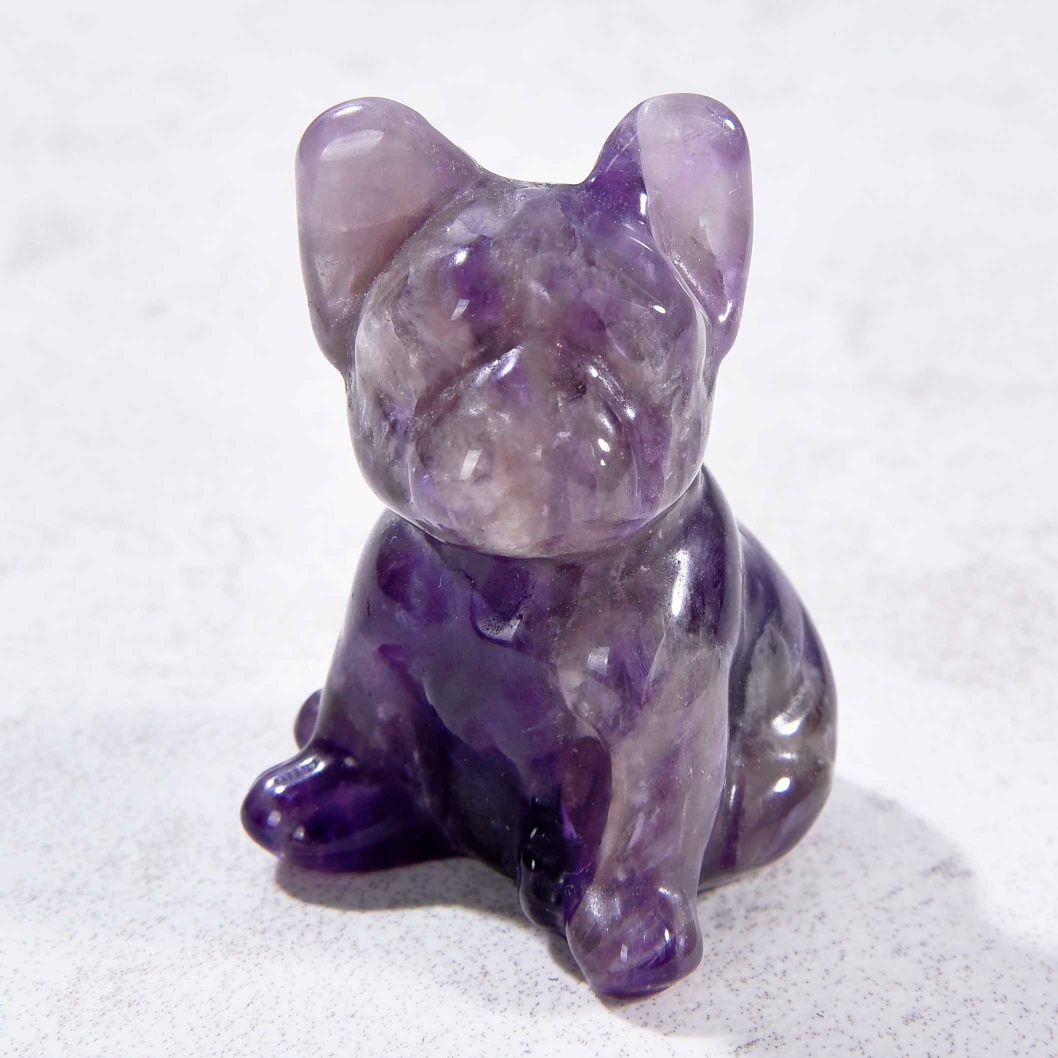 1.5" Amethyst Bulldog Natural Gemstone Carving