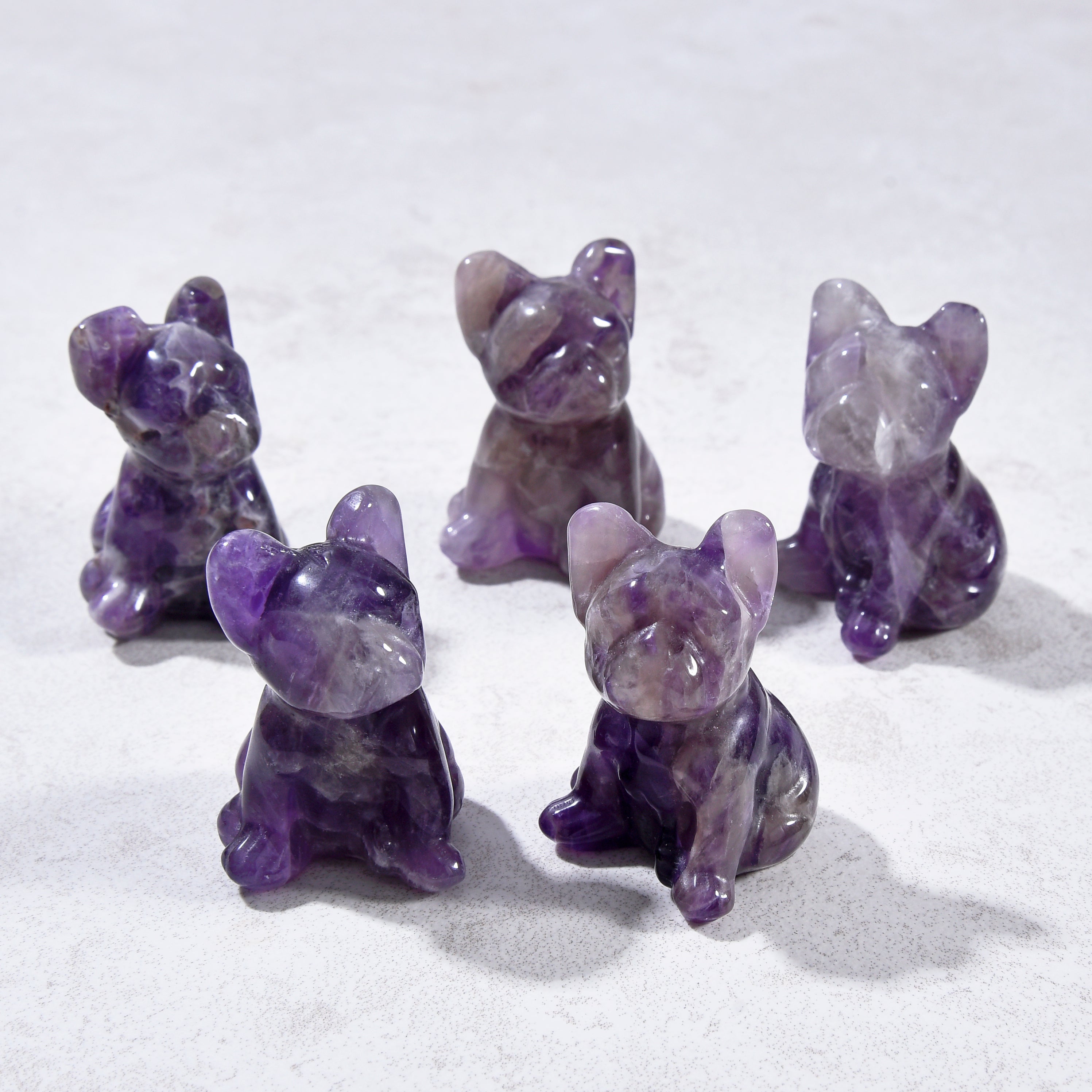 1.5" Amethyst Bulldog Natural Gemstone Carving