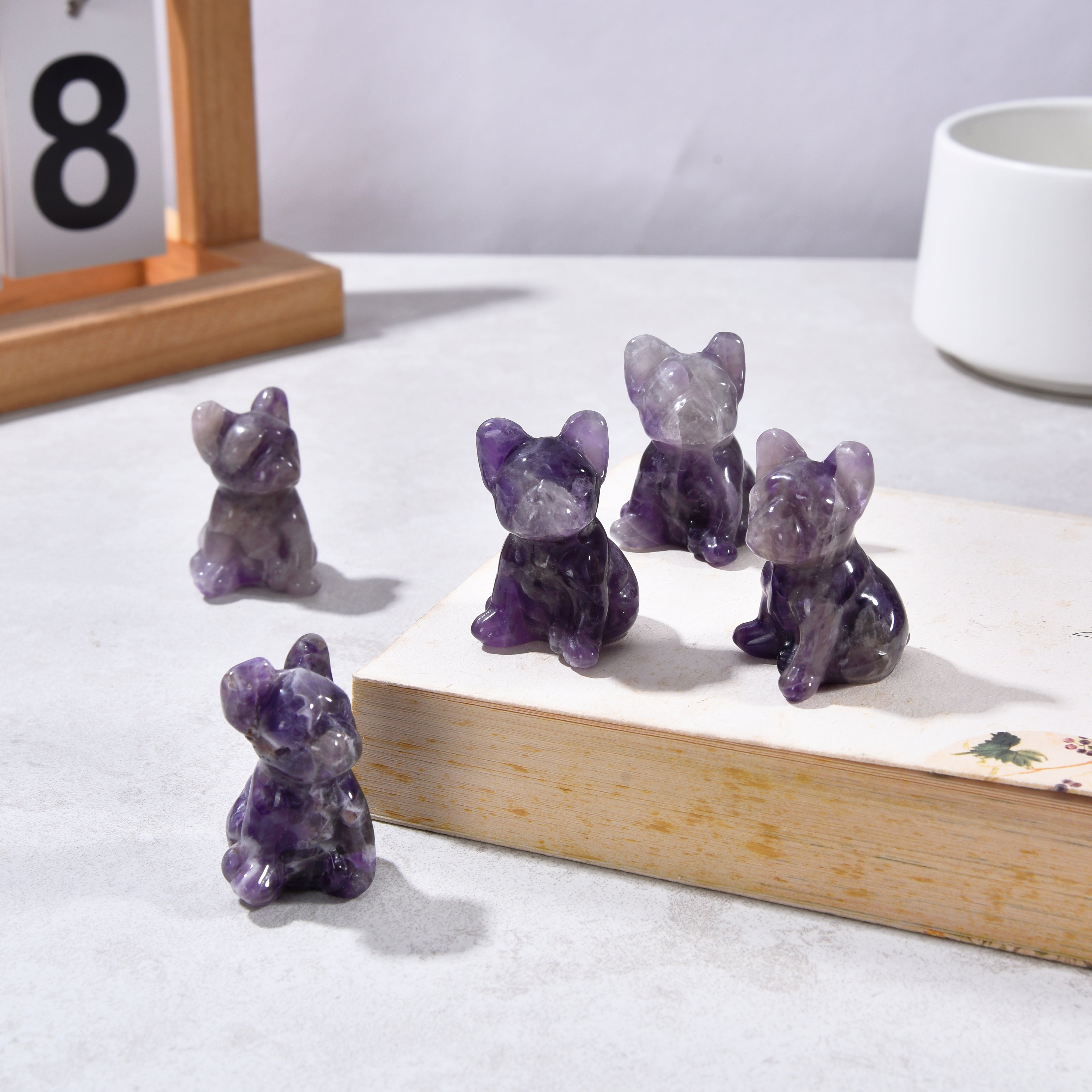 1.5" Amethyst Bulldog Natural Gemstone Carving