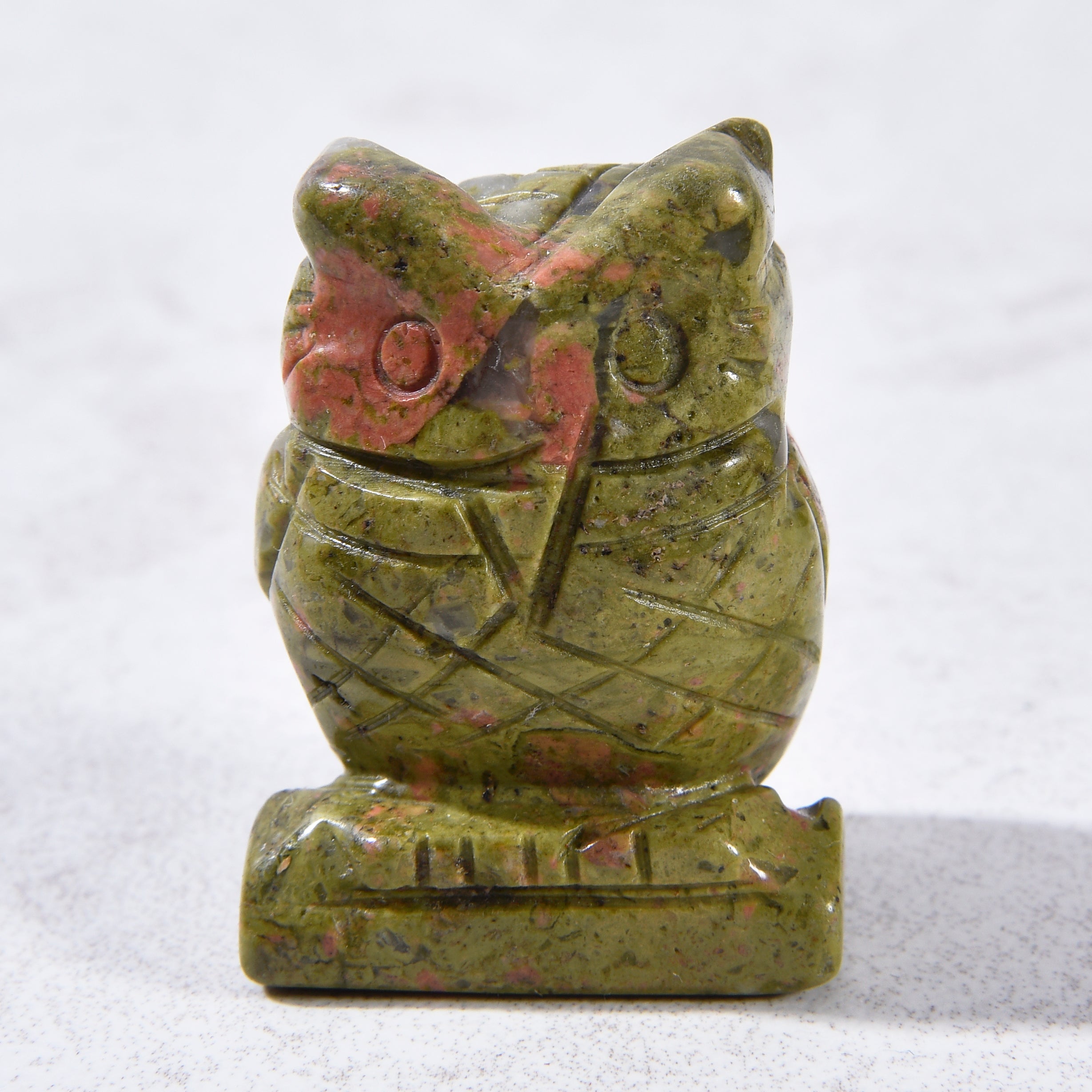 Unakite Owl 1.5" Gemstone Carving