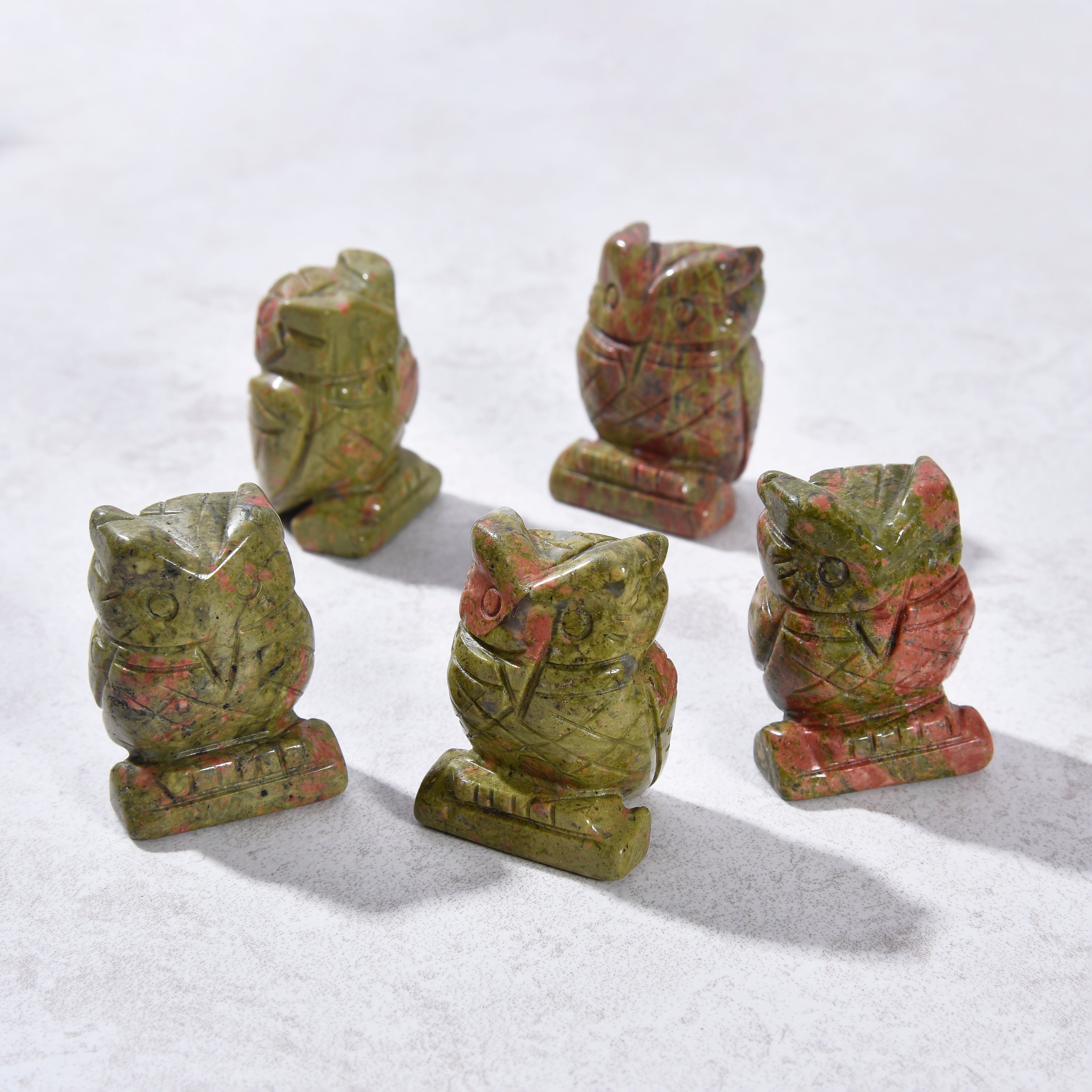 Unakite Owl 1.5" Gemstone Carving