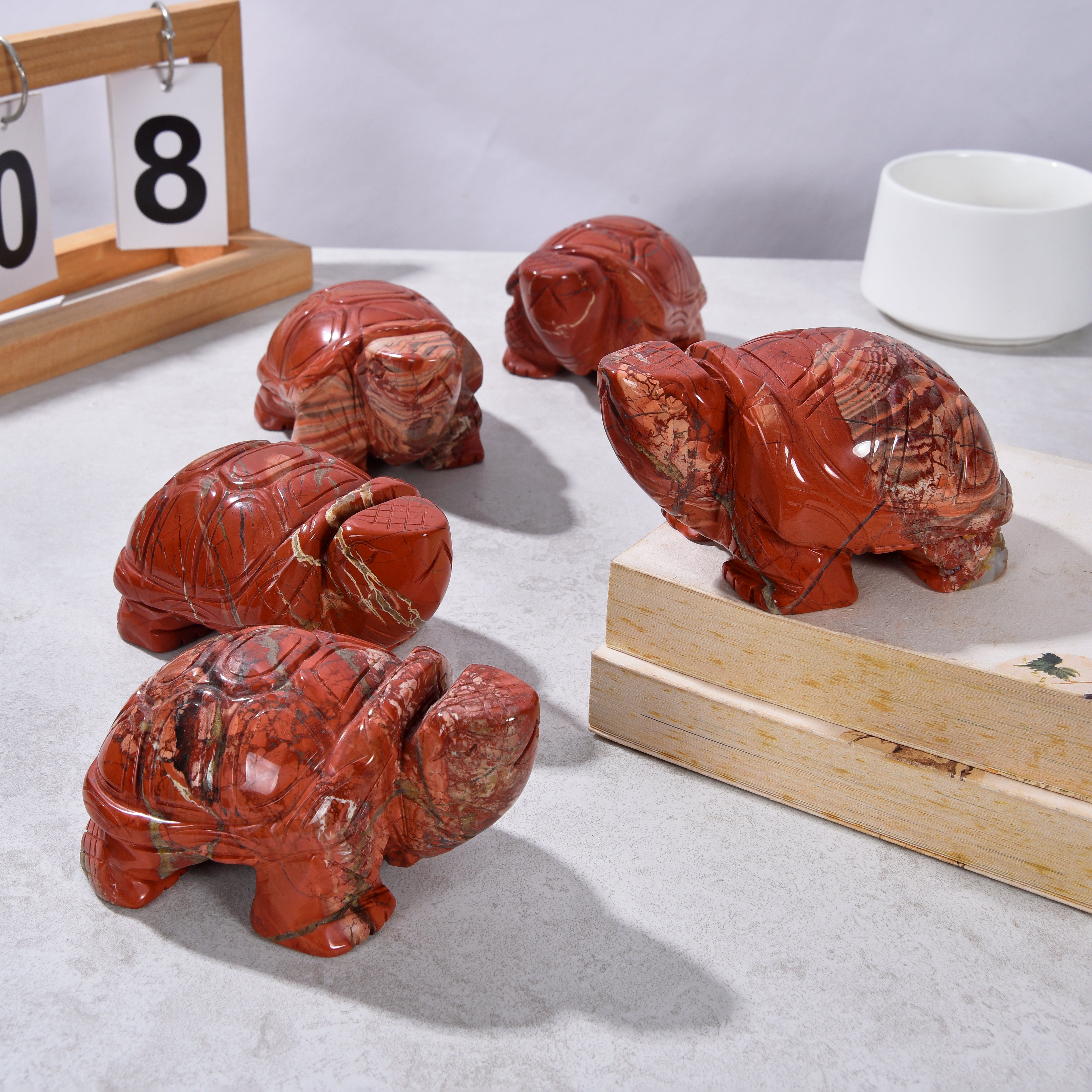 4" Red Jasper Elephant Natural Gemstone Carving