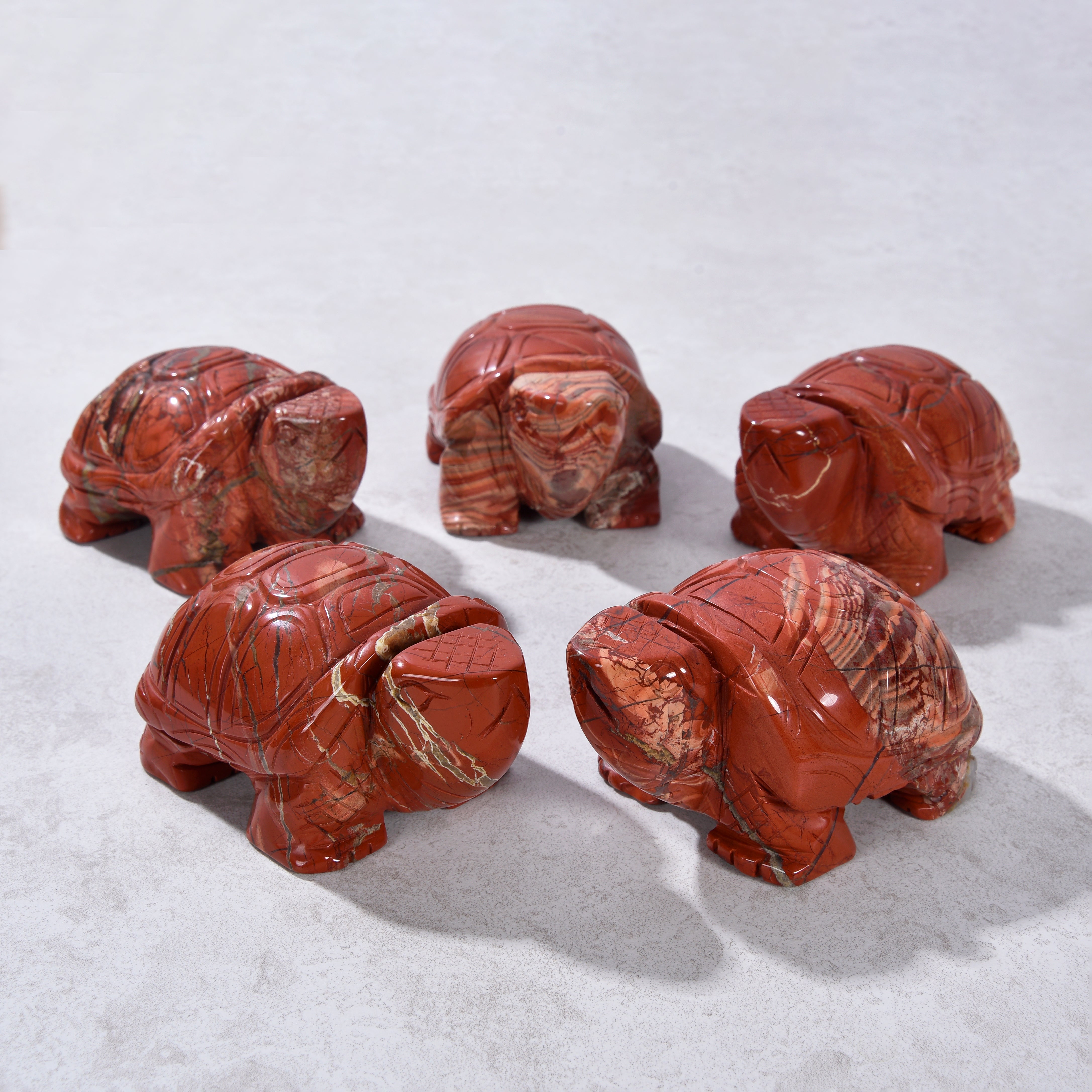 4" Red Jasper Elephant Natural Gemstone Carving