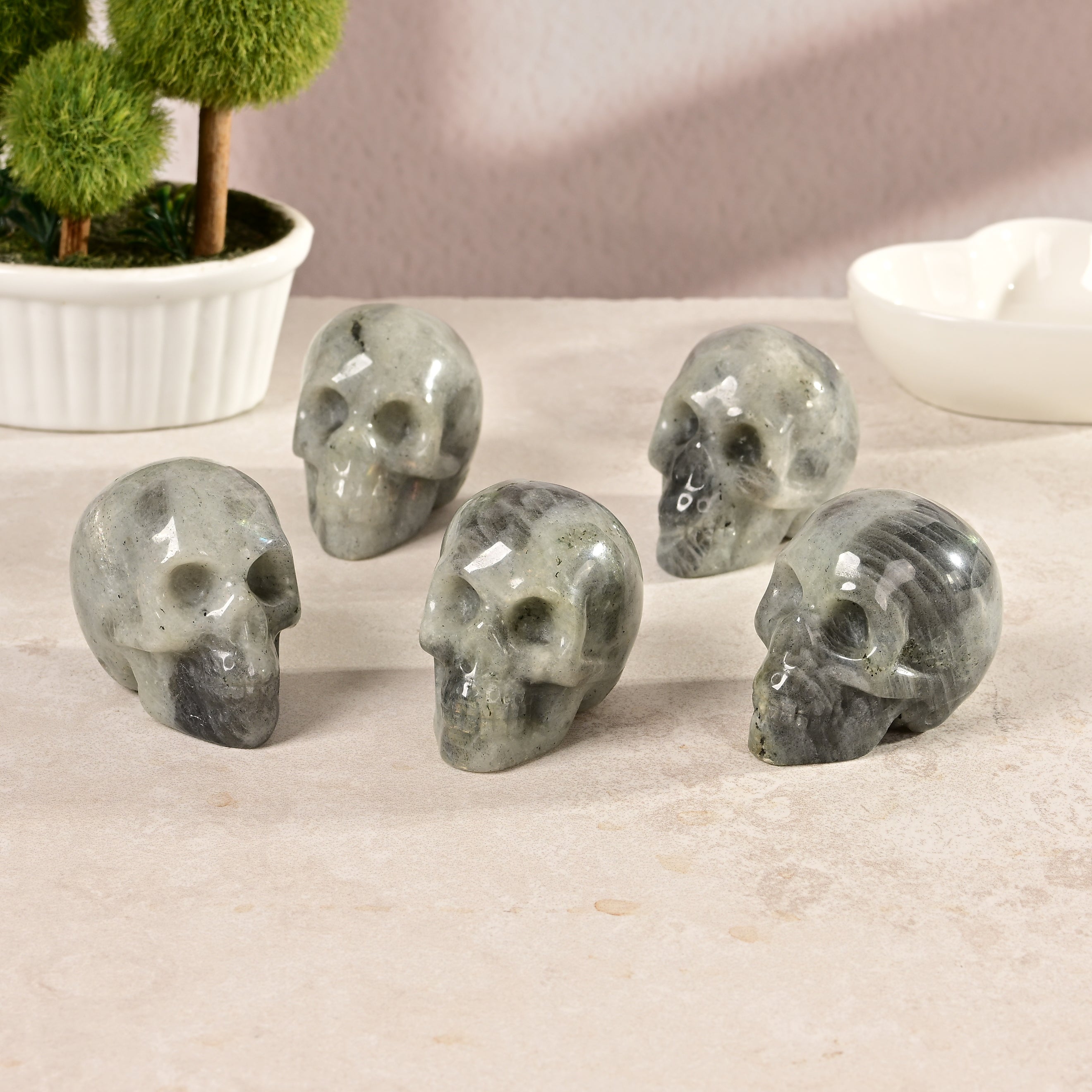 Labradorite Skull 2'' Natural Gemstone Carving