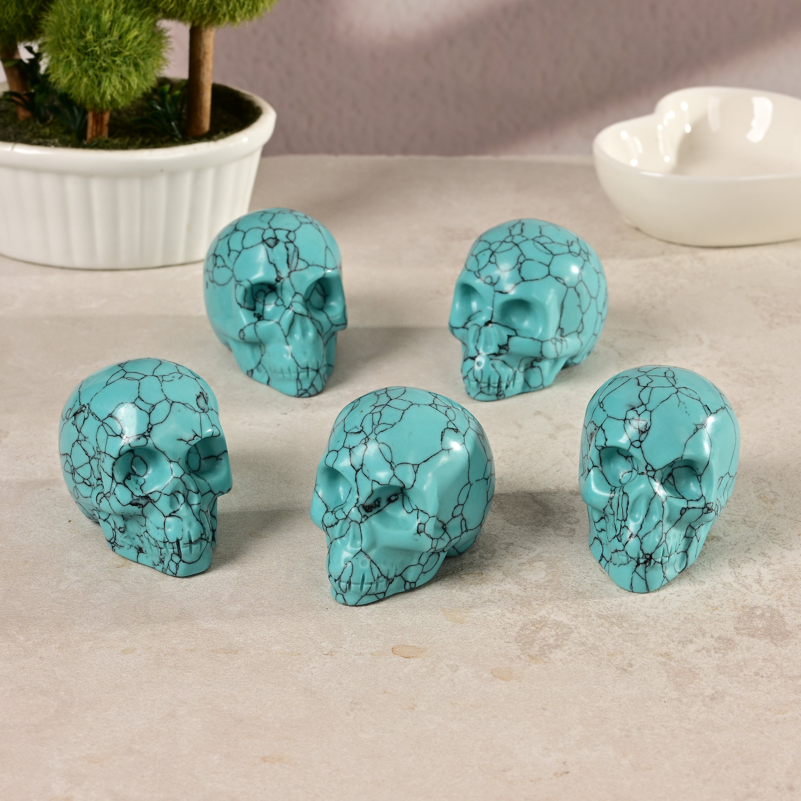 2" Turquoise Skull Gemstone Carving