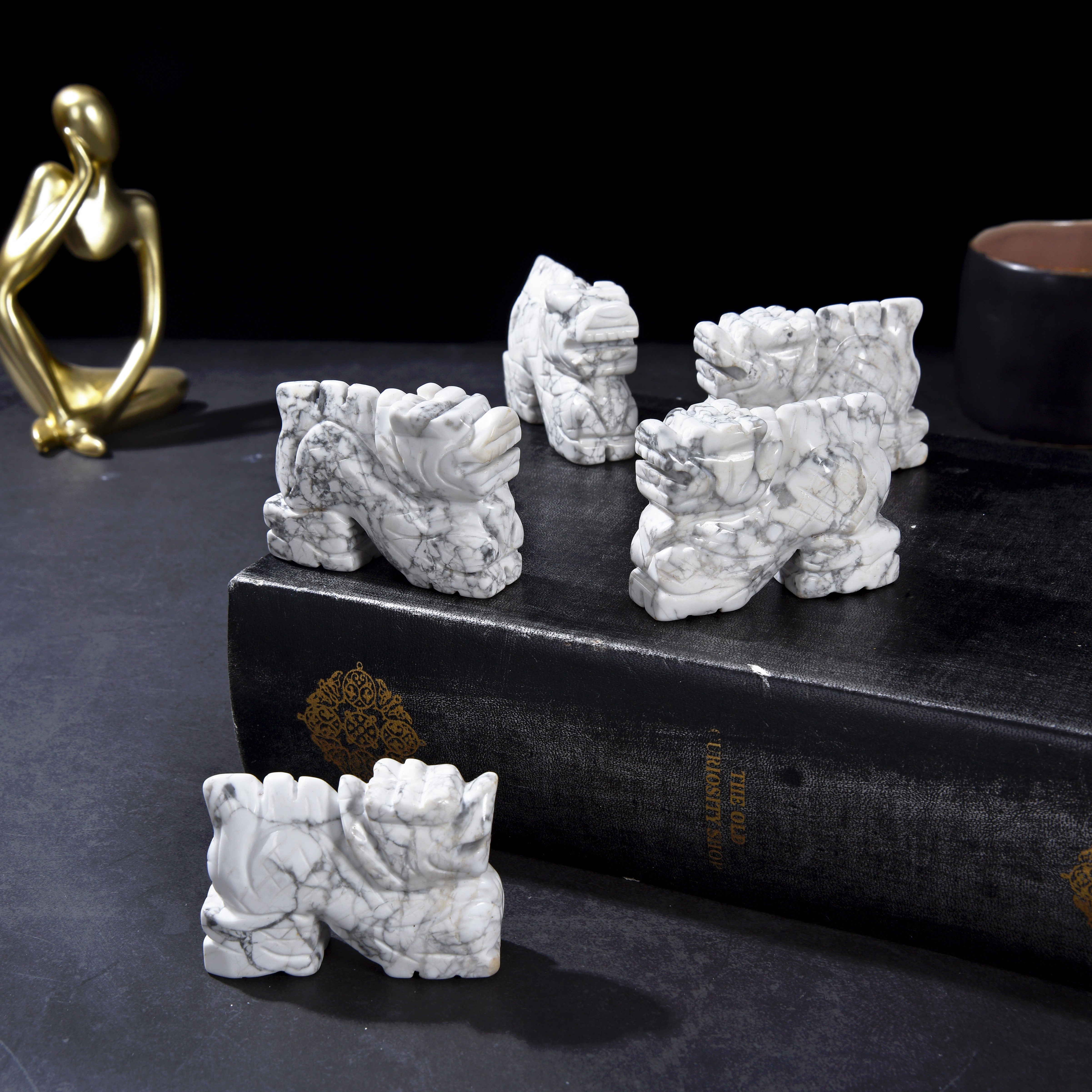 2.5" Howlite Dragon Natural Gemstone Carving