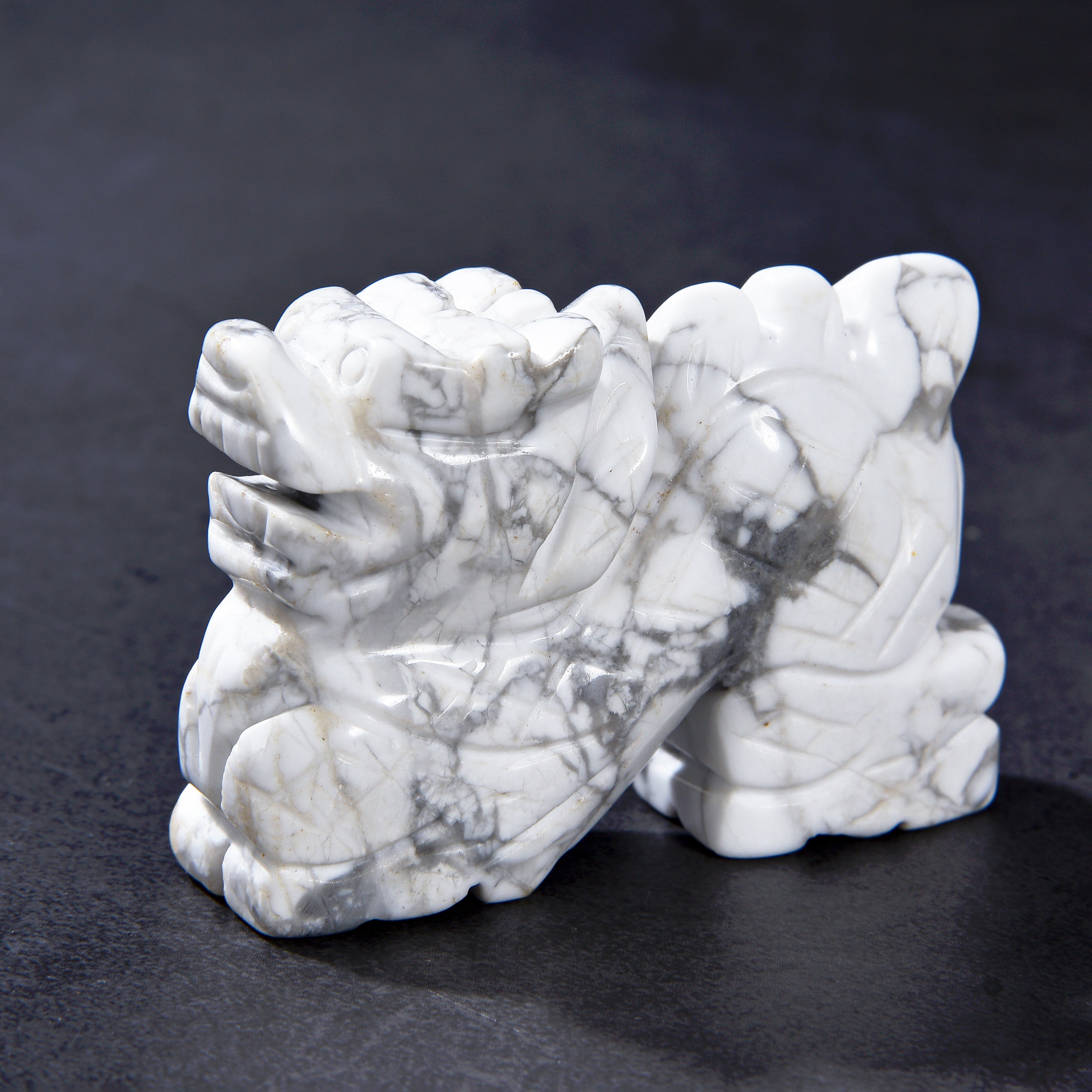 2.5" Howlite Dragon Natural Gemstone Carving