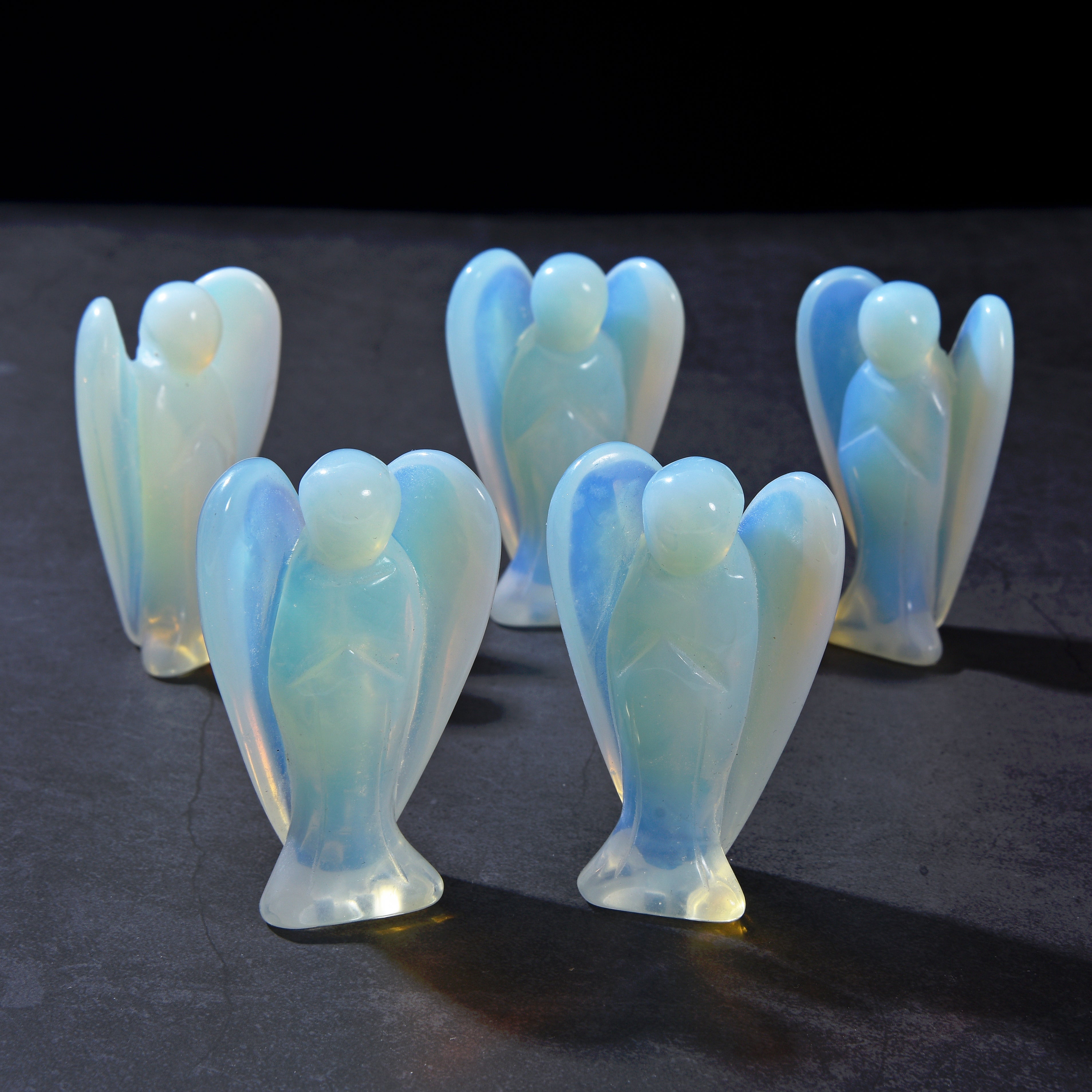 3" Opalite Moonstone Angel Gemstone Carving