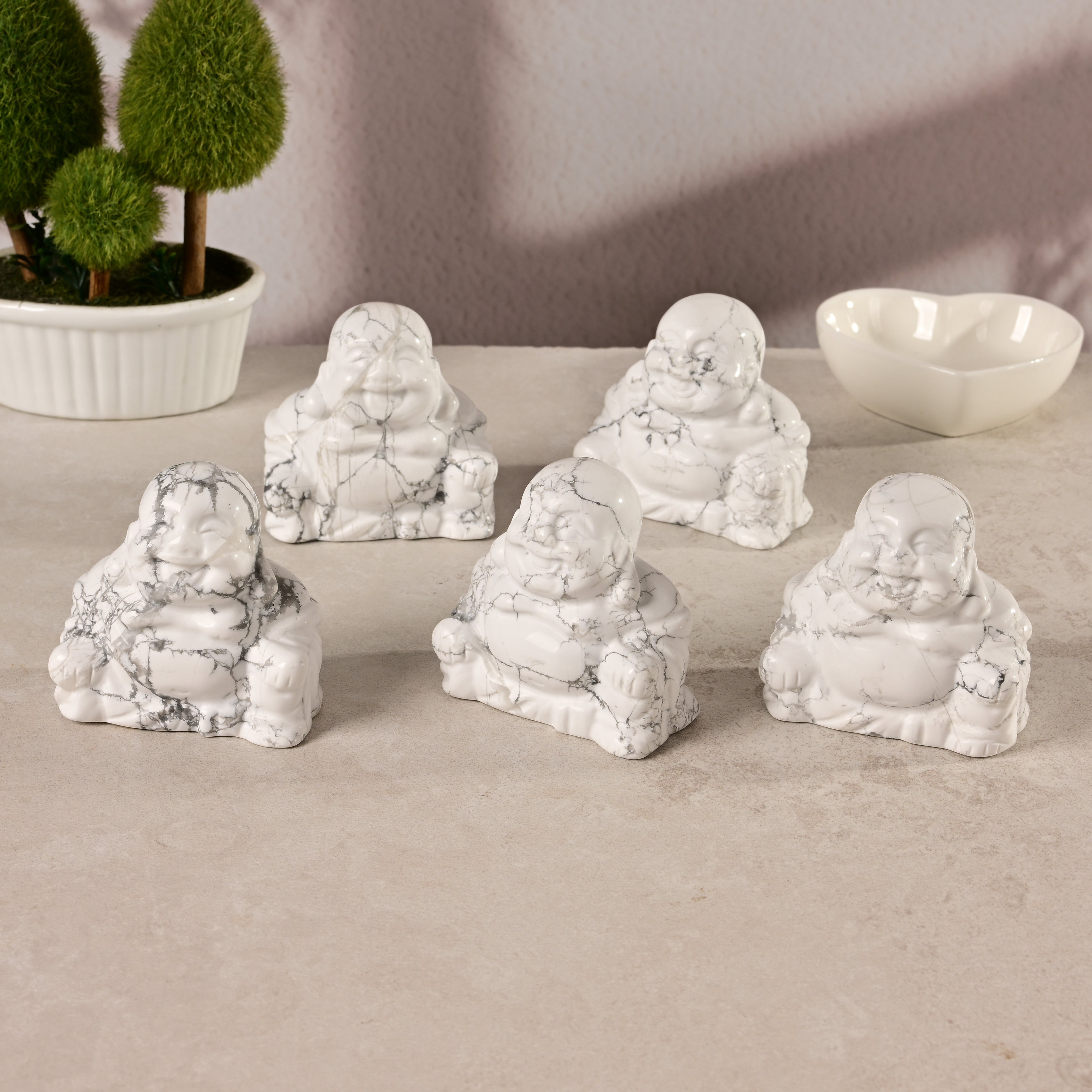 2.5" Howlite Buddha Natural Gemstone Carving