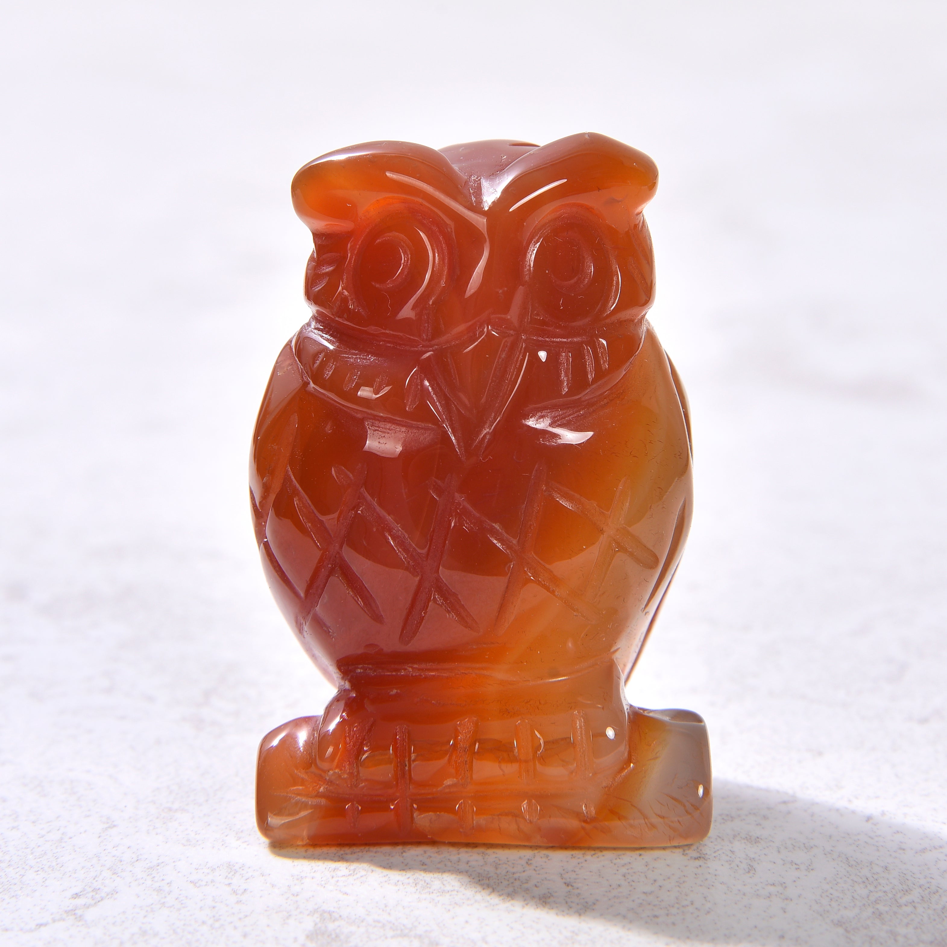 Carnelian Owl 2" Gemstone Carving