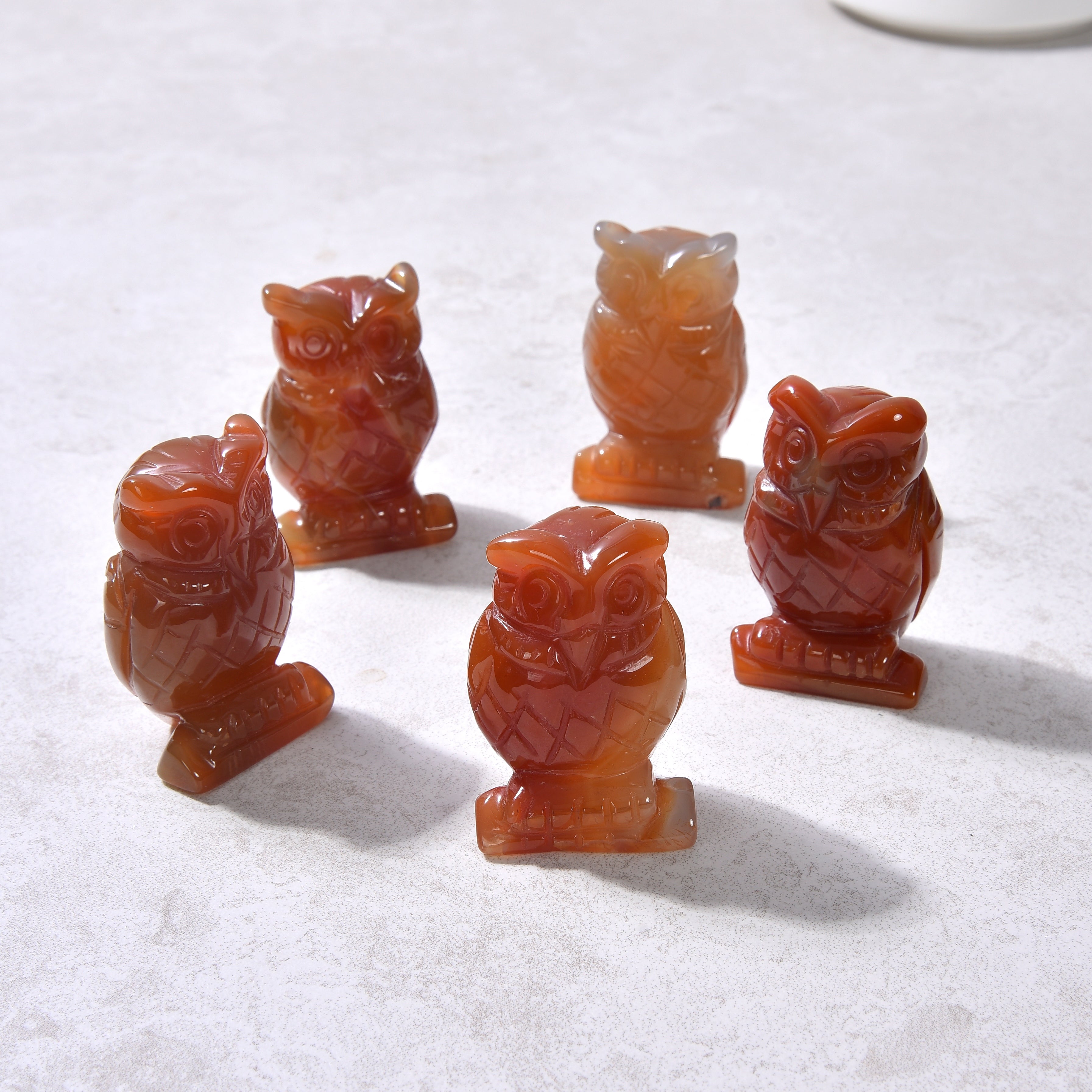 Carnelian Owl 2" Gemstone Carving