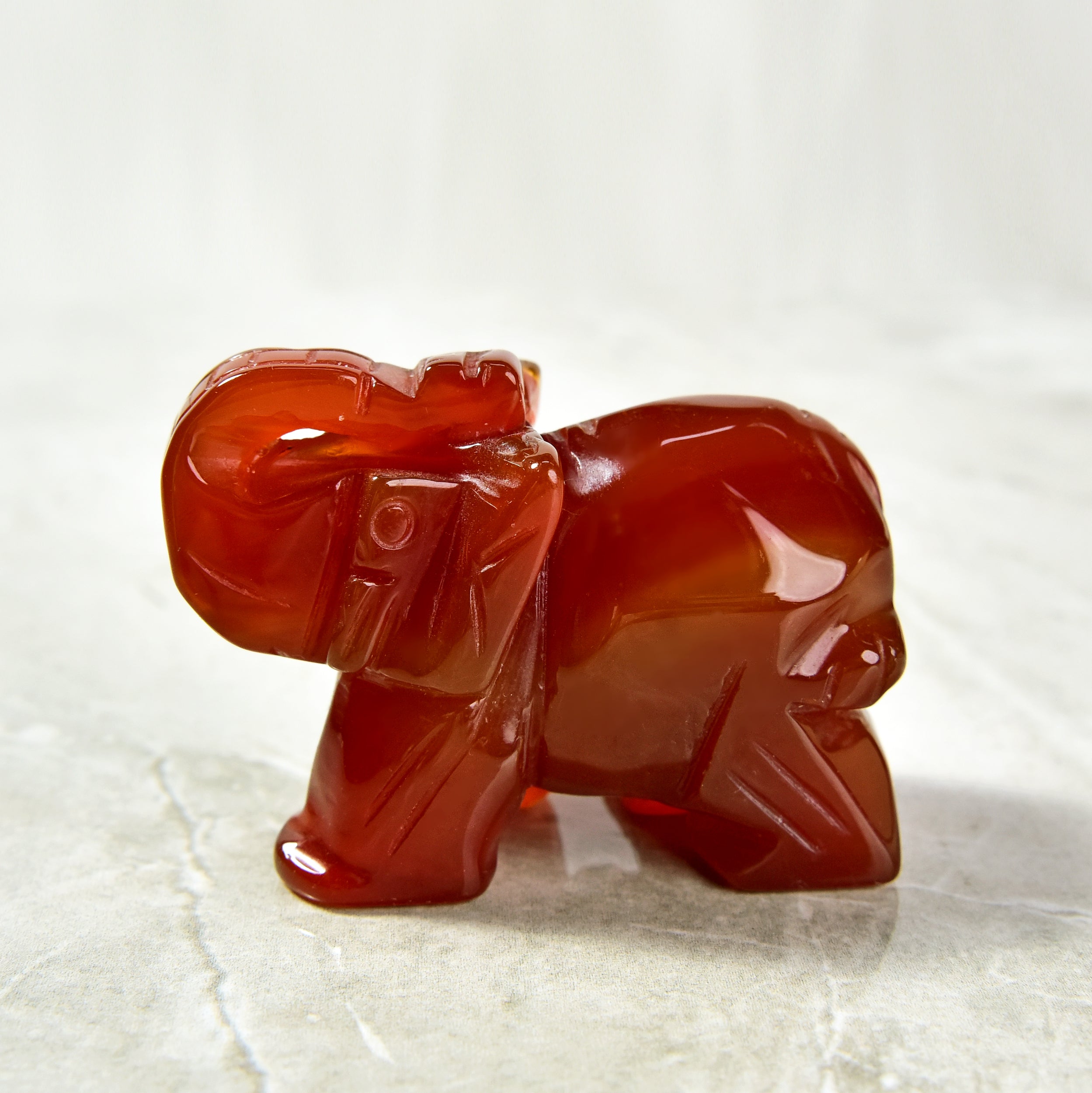 2.5" Carnelian Elephant Natural Gemstone Carving