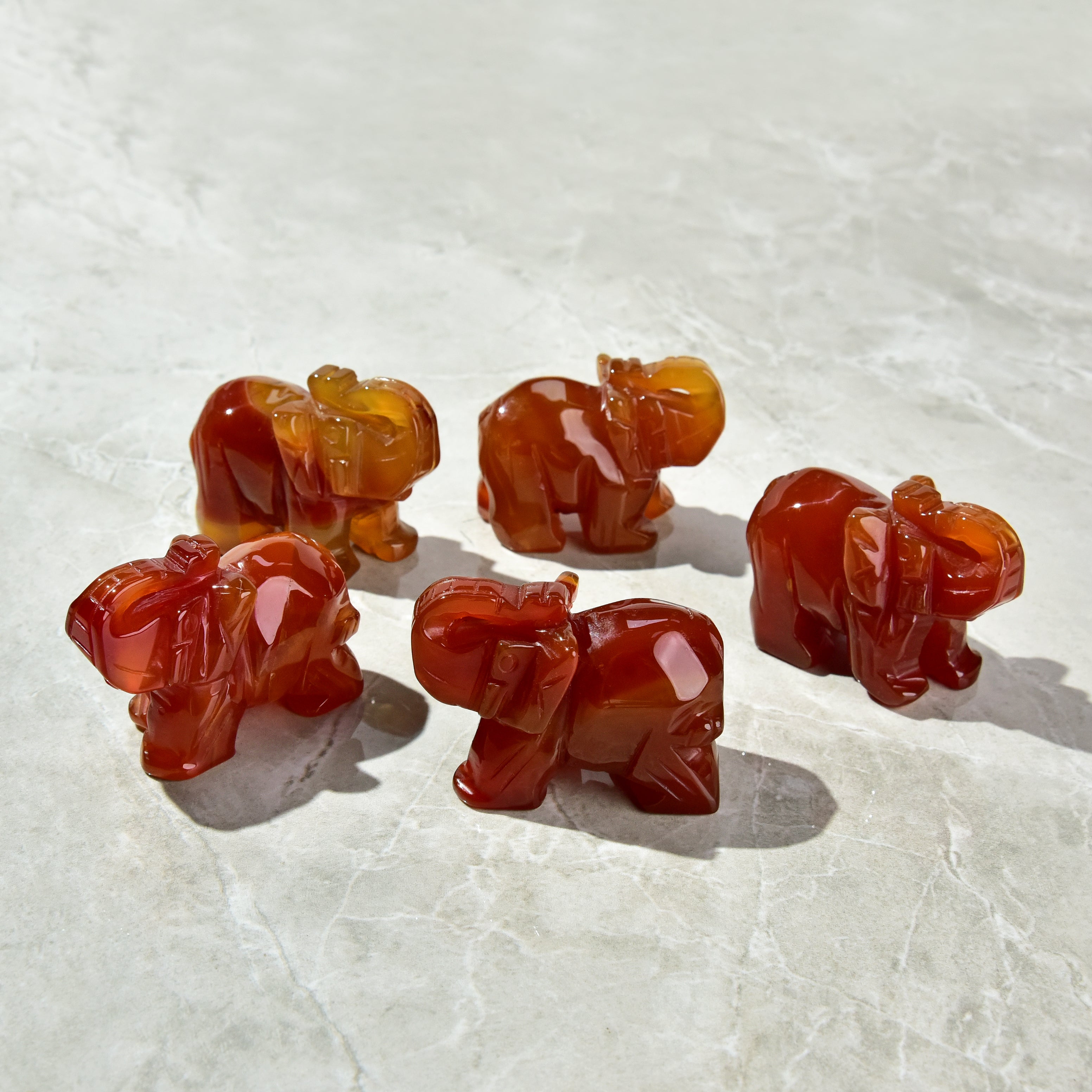 2.5" Carnelian Elephant Natural Gemstone Carving