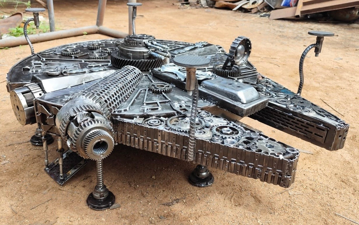 Millennium Falcon Inspired Recycled Metal Art Table